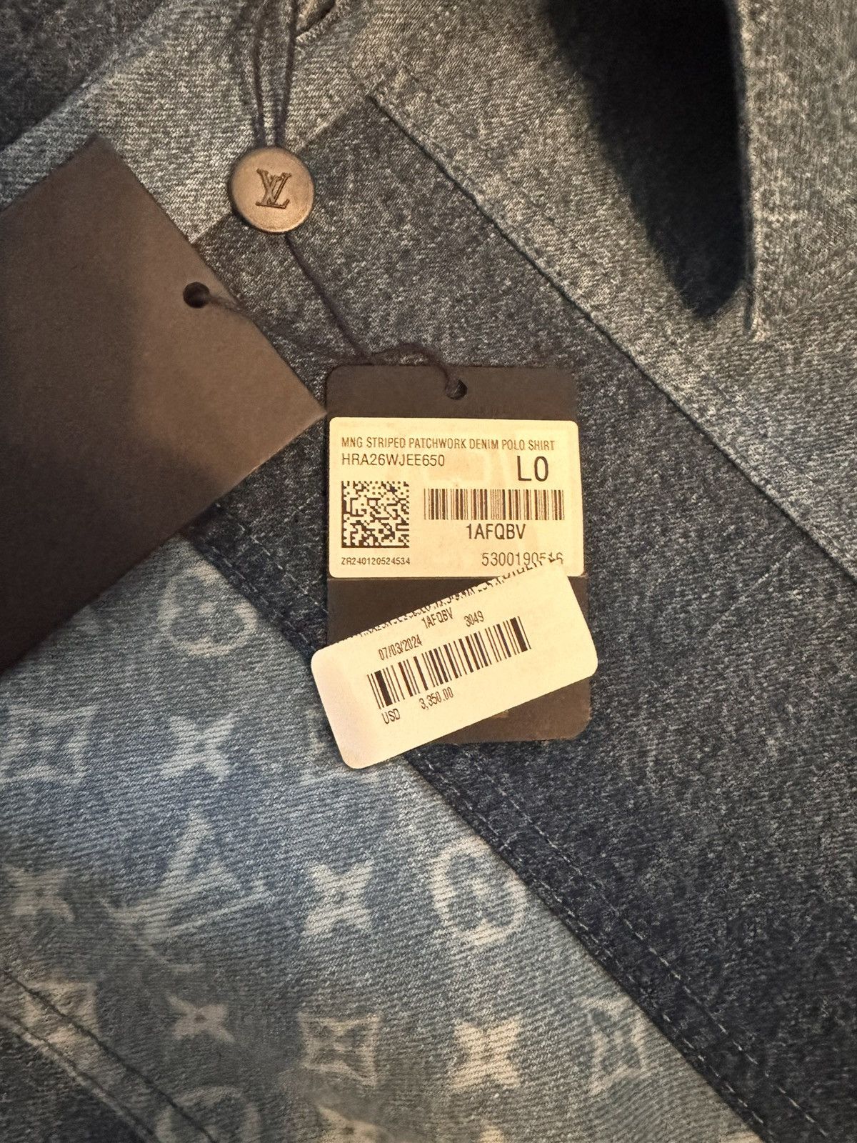 Louis Vuitton Louis Vuitton Patchwork Long-Sleeved Denim Polo Shirt Size US L / EU 52-54 / 3 - 7 Thumbnail