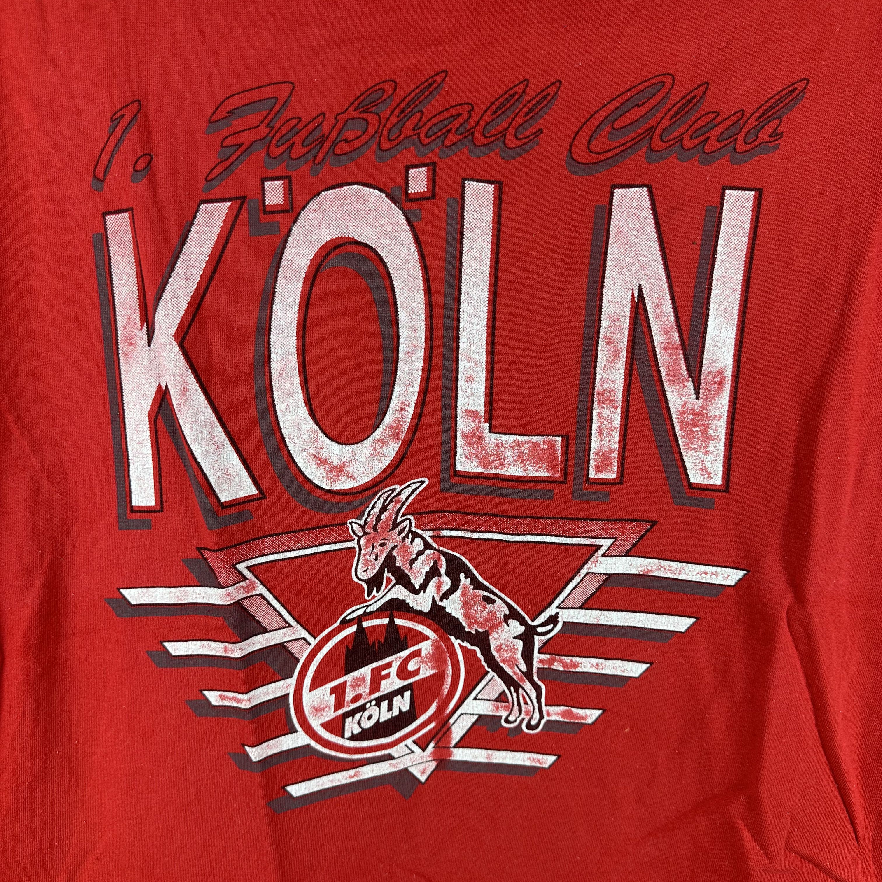 Vintage 90s 1. FC Koln German Futbol Club Soccer Bundesliga T-Shirt Size US XL / EU 56 / 4 - 2 Thumbnail
