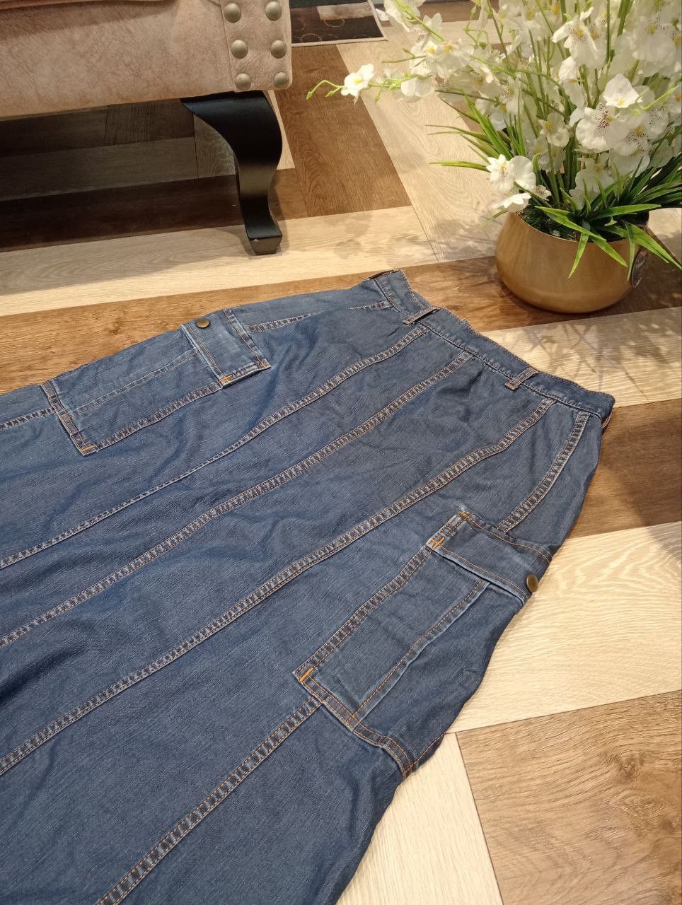 Tricot Comme des Garcons TRICOT COMME DES GARCONS CARGO-STYLE MAXI BLUE DENIM SKIRT Size 28" / US 6 / IT 42 - 7 Thumbnail