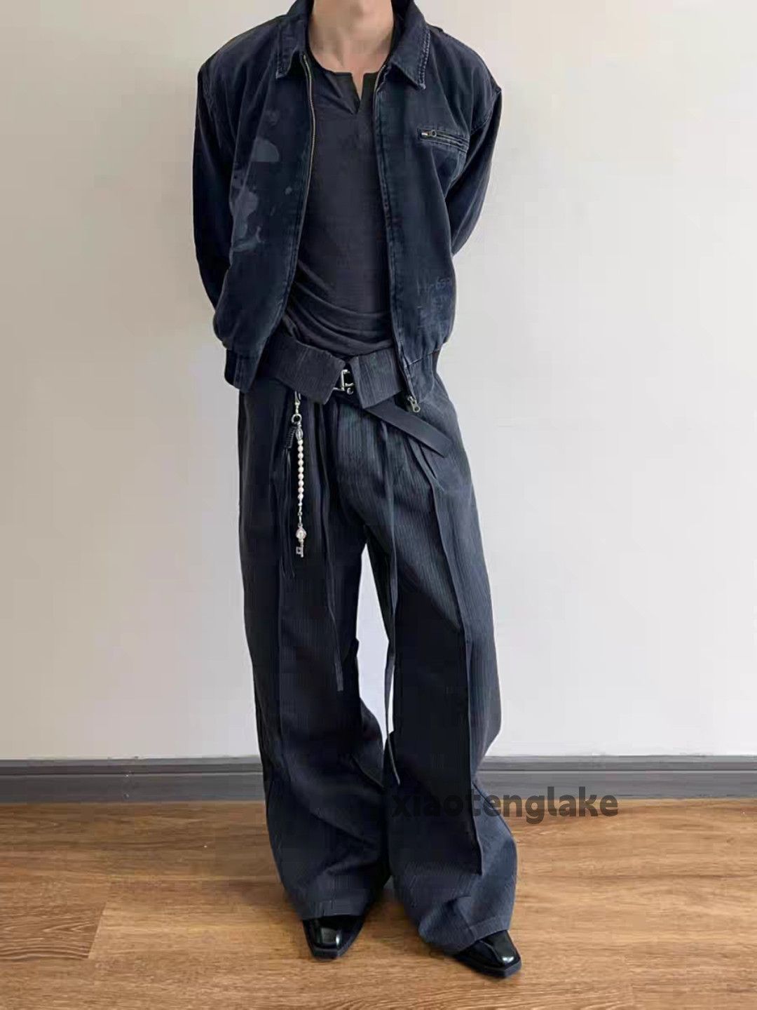 Designer × Japanese Brand × Vintage utility retro loose baggy yuppie cleanfit striped pants Size US 34 / EU 50 - 2 Thumbnail
