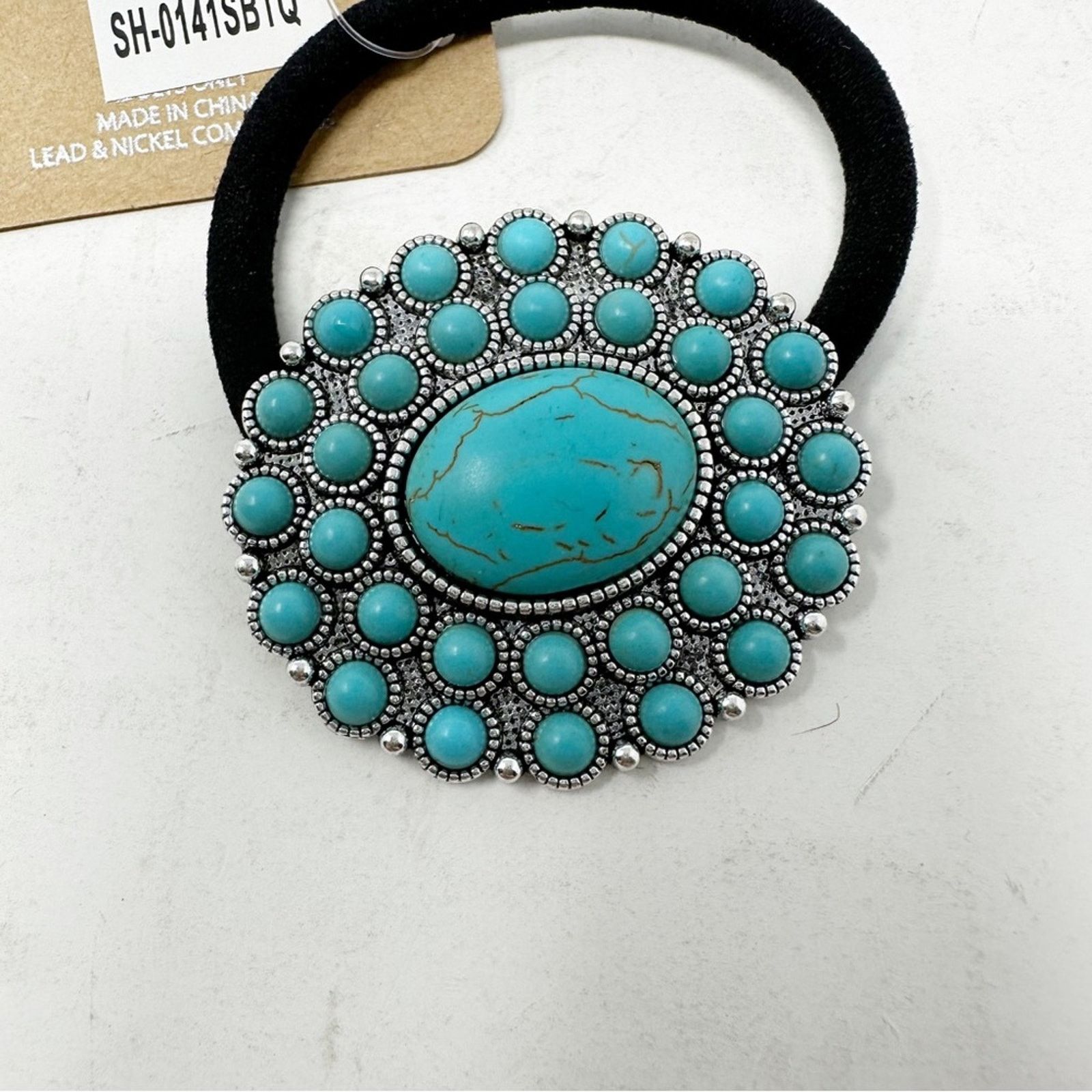 Tibi Western Turquoise Ponytail Holder NWT Size ONE SIZE - 2 Thumbnail
