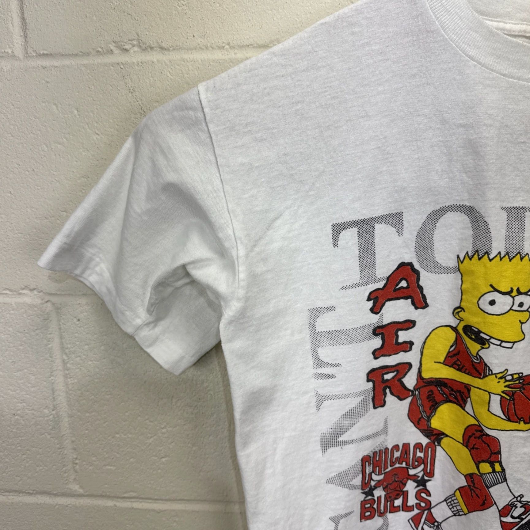 Vintage VINTAGE 90s Newstar Simpsons Air Bart Chicago Bulls Graphic Tee Large White Hip Hop Unisex Size US L / EU 52-54 / 3 - 6 Thumbnail
