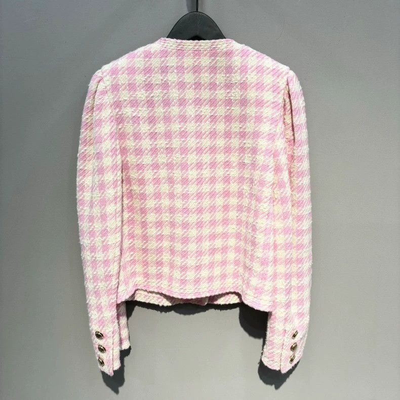 Prada Pink Checked VNeck Jacket by Miu Miu-2506 Size S / US 4 / IT 40 - 2 Thumbnail
