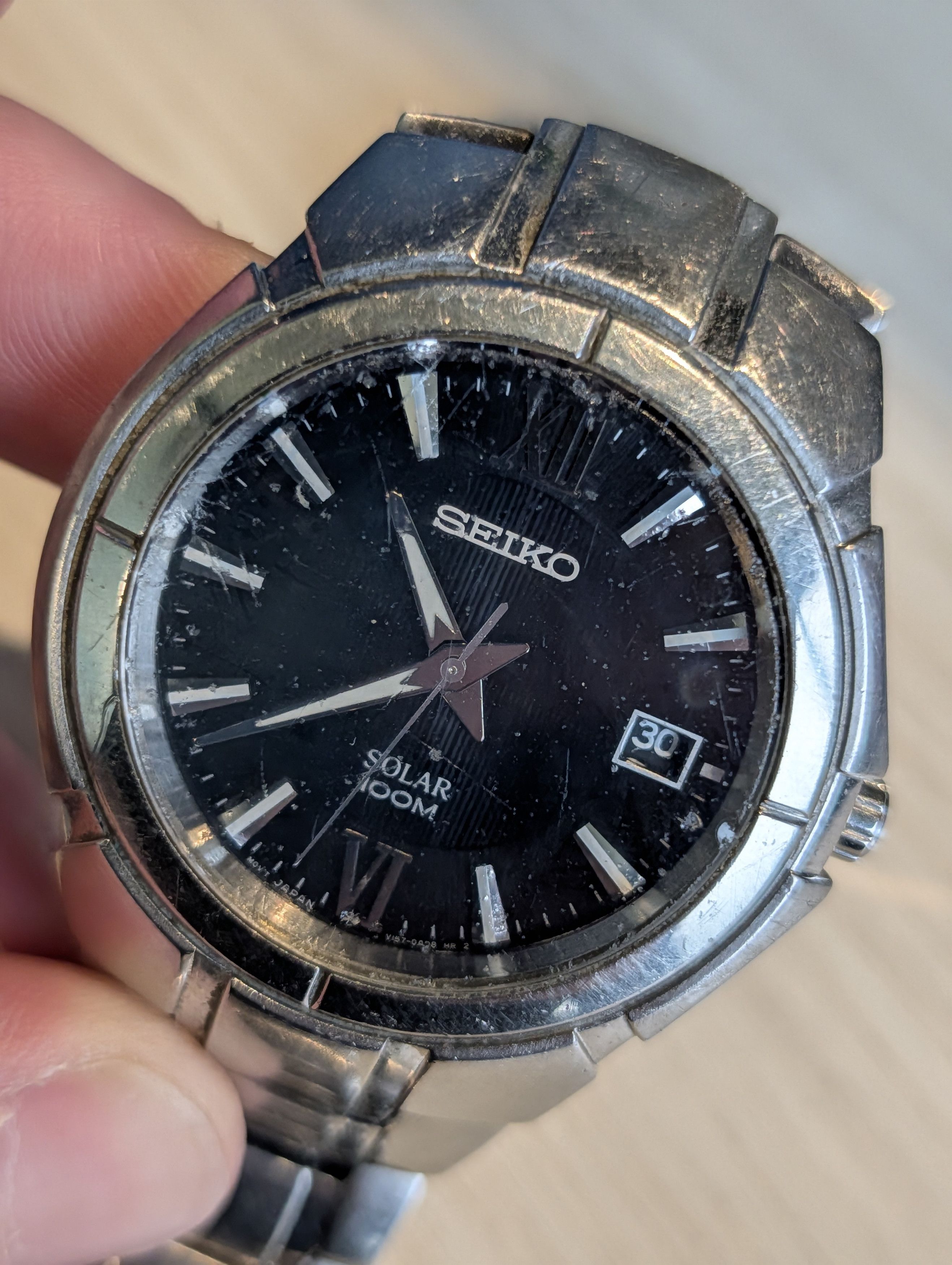Seiko Seiko Solar 100M Date Complication Black Dial Watch Size ONE SIZE - 2 Thumbnail