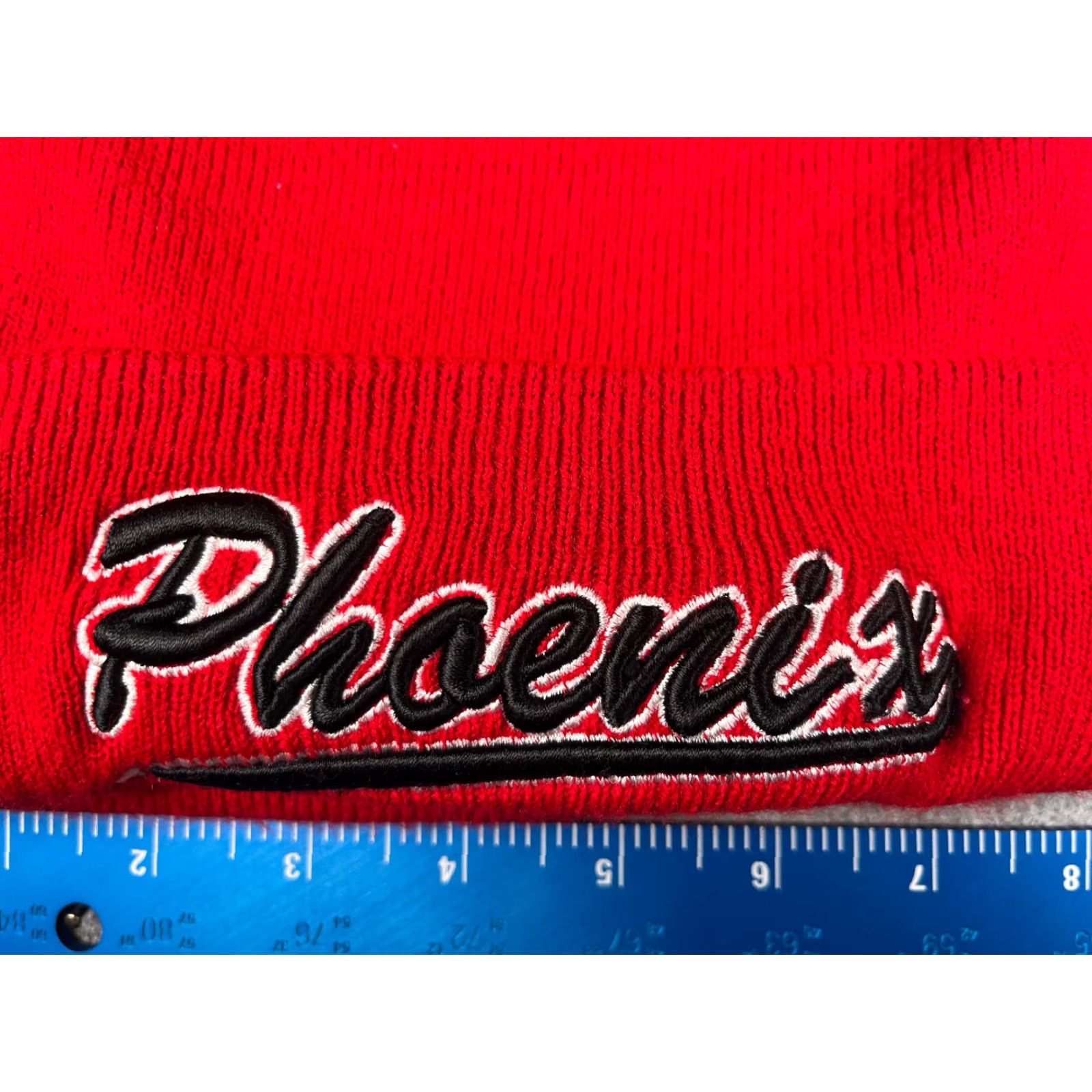 Vintage Phoenix Beanie Toque Adult One Size Red Knit 100% Acrylic Ski Snow Embroidered Size ONE SIZE - 2 Thumbnail
