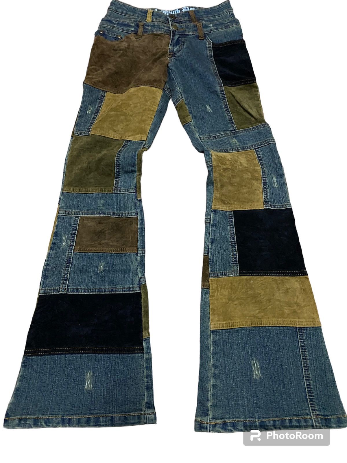 TORNADO MART Patchwork Bell-Bottom Pants