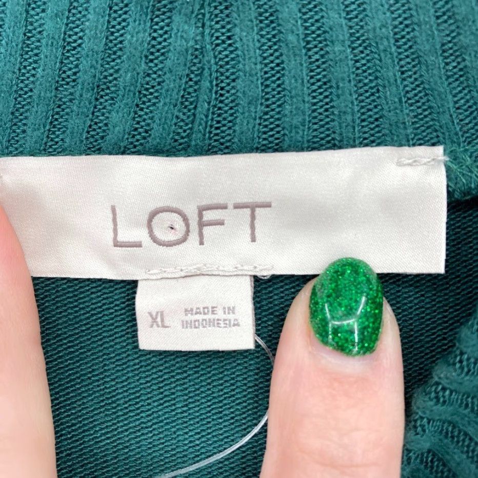 Loft LOFT Women's XL Green Mock Neck Sweater Ribbed Sleeves Relaxed Fit Cozy Casual Pullover Knit Shirt Size XL / US 12-14 / IT 48-50 - 4 Thumbnail