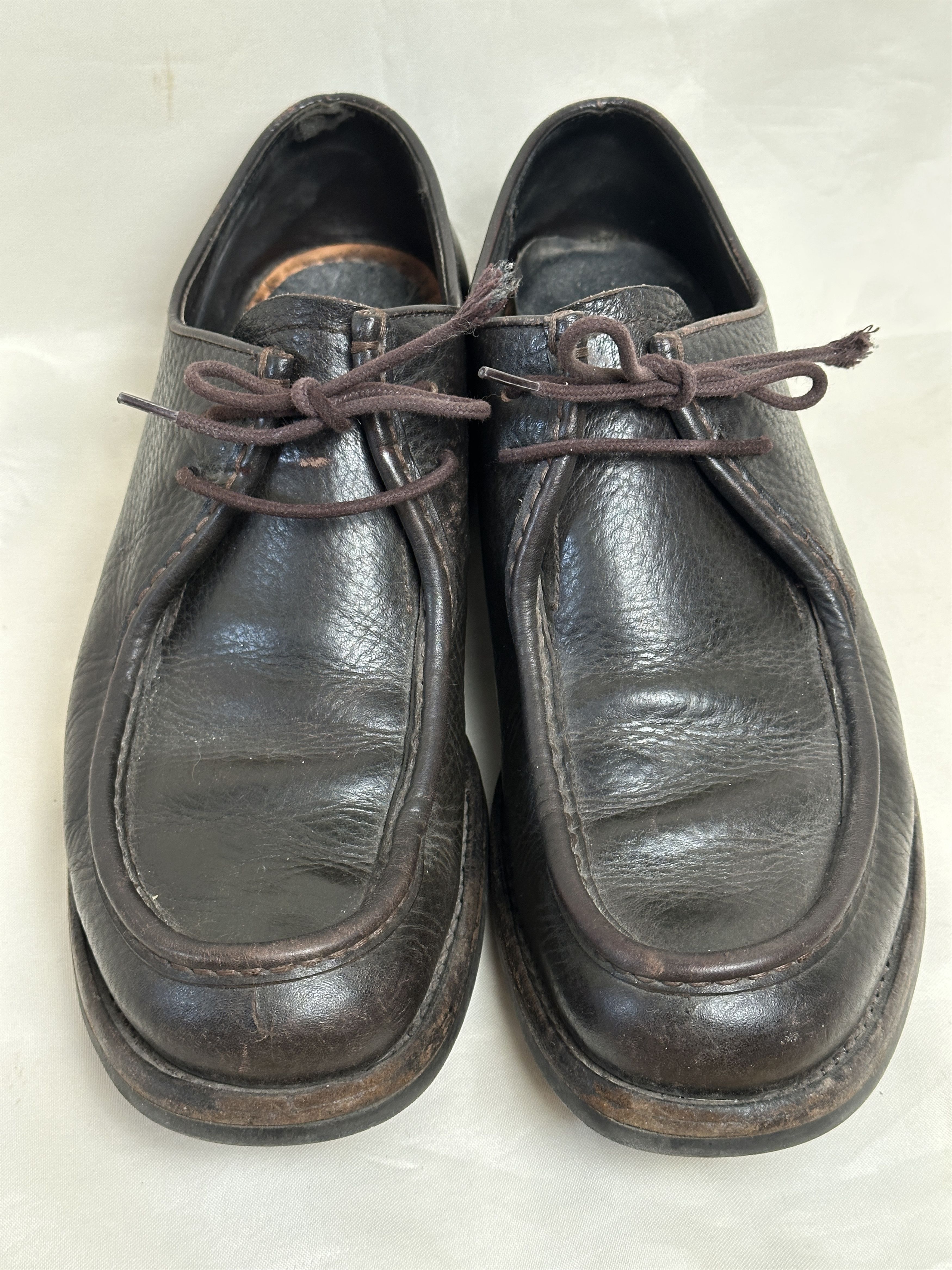 Prada Prada dark brown pebble grain leather moc-toe lace-up Size US 10 / EU 43 - 2 Thumbnail
