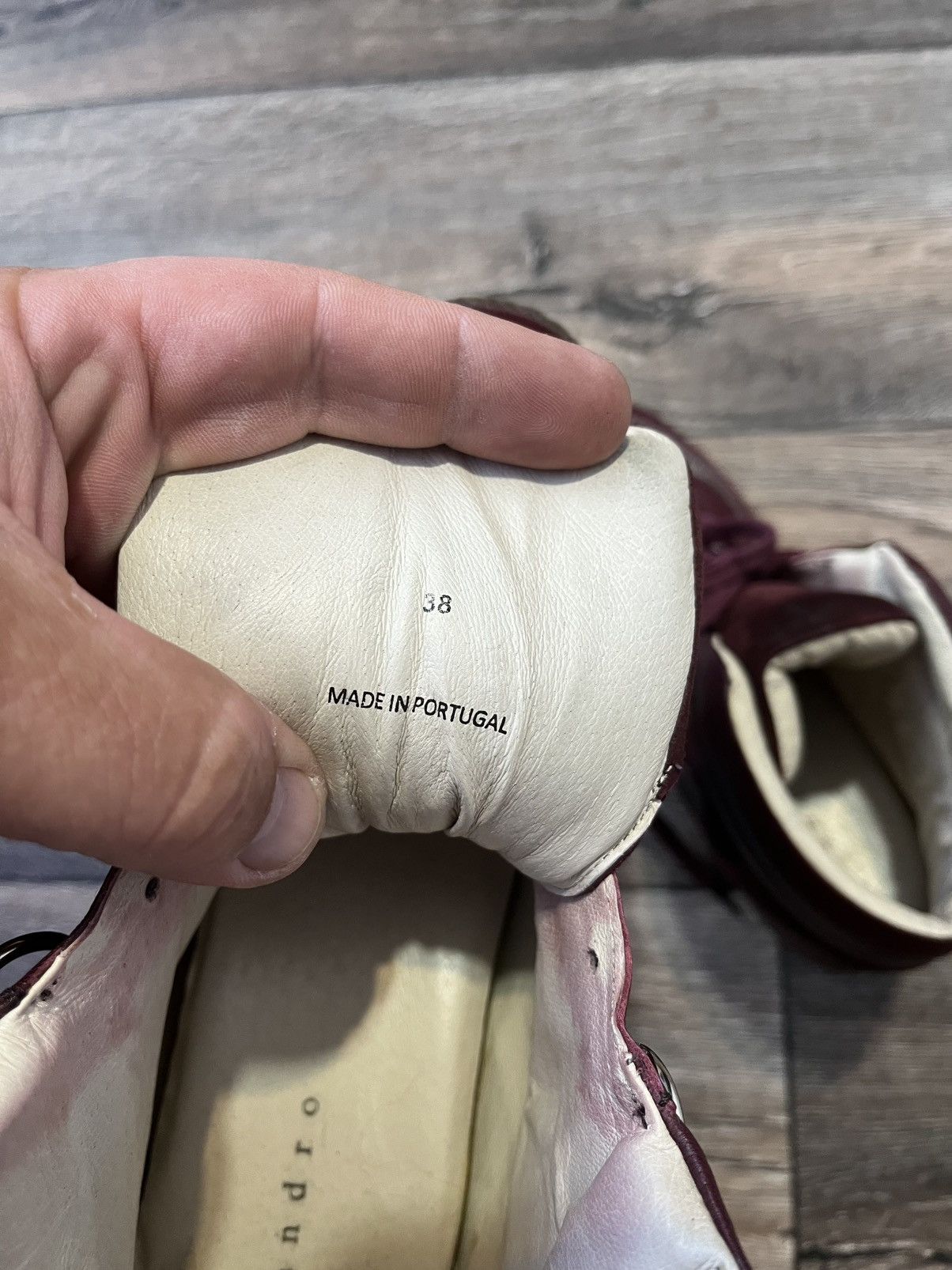Sandro Sandro Leather Burgundy High Top Bobby Sneakers Marant Style Size US 7.5 / IT 37.5 - 10 Thumbnail