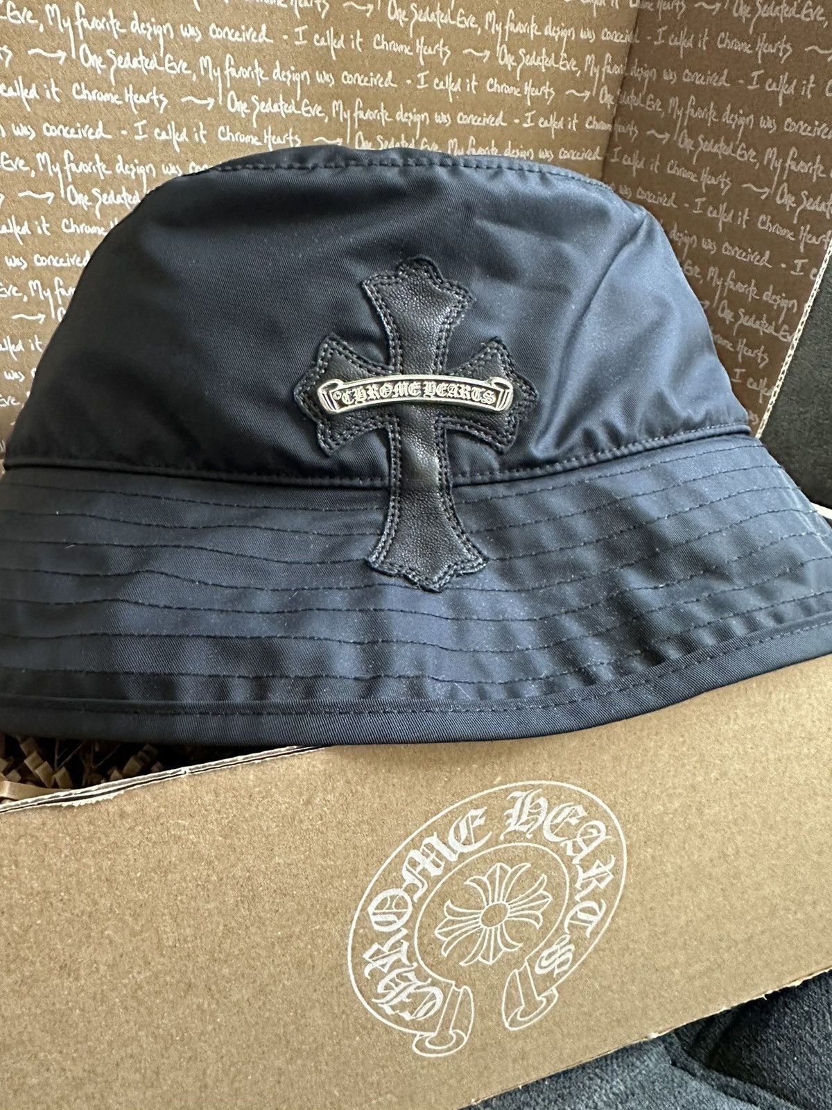 Chrome Hearts Rare Chrome Hearts Leather Patch Bucket Hat | Grailed