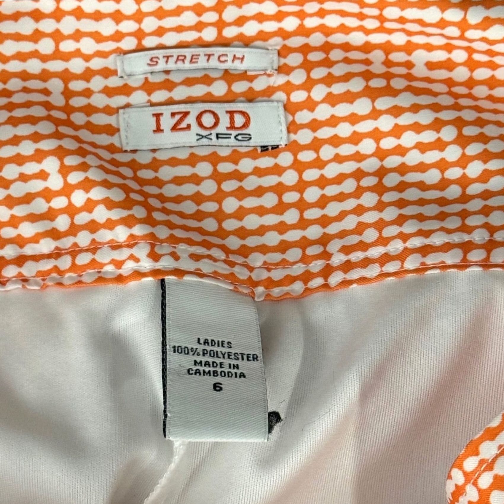 Izod IZOD XFG Skort Women 6 Orange White Geometric Sporty Active Stretch Golf Tennis Size ONE SIZE - 4 Thumbnail