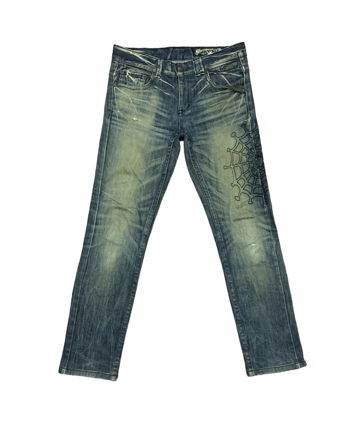 If Six Was Nine Red Pepper Embroidered Skull Jeans Size US 33 - 2 Thumbnail
