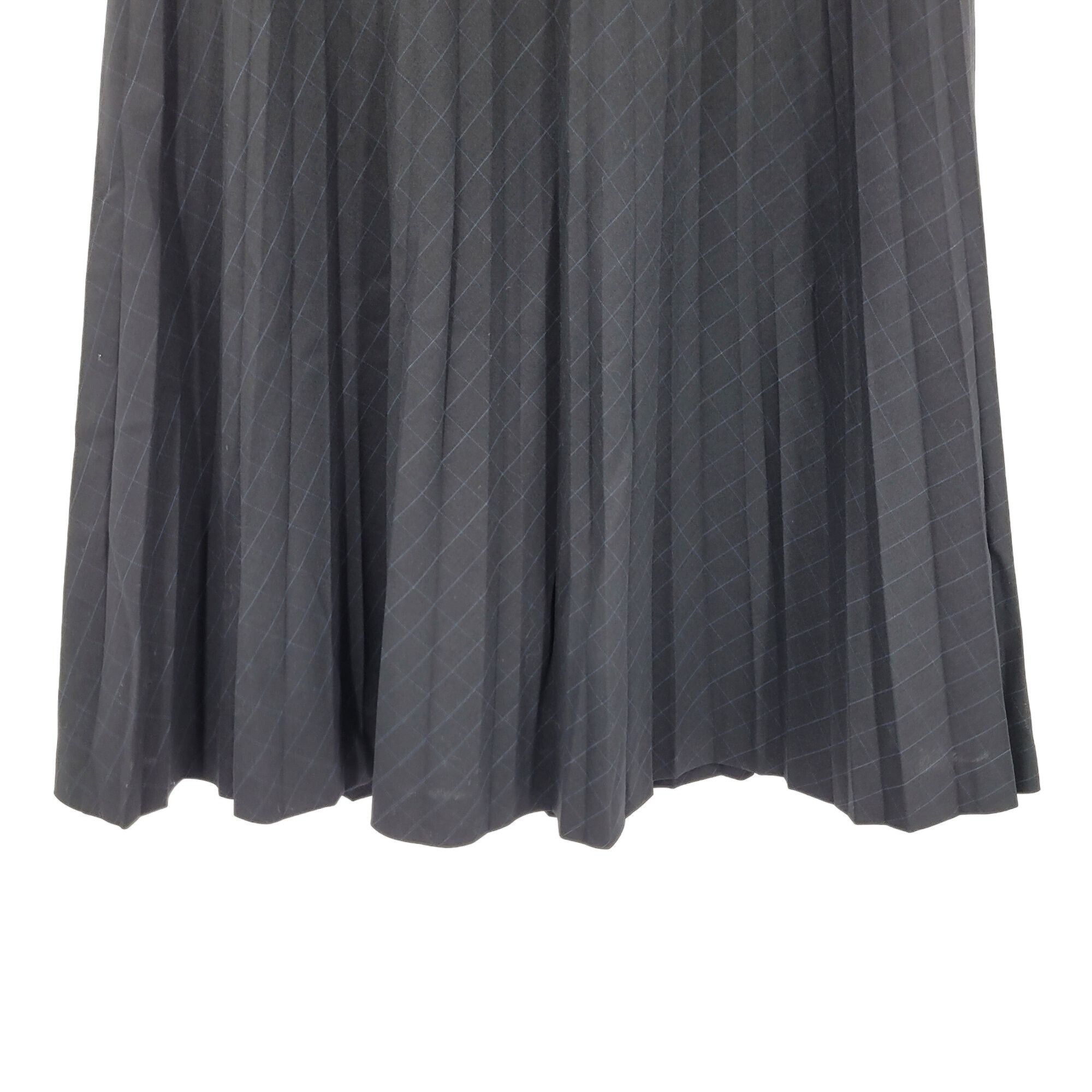 Vintage Loft Pleated Midi Skirt 0 Black Blue Plaid Wool Knee Size 25" / US 0 / IT 36 - 7 Thumbnail