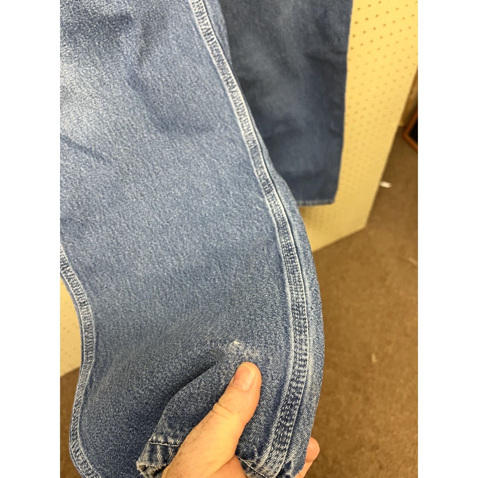 Carhartt VINTAGE Carhartt Jeans – 36x34 Relaxed Fit, Blue, Distressed, 9” Leg Opening, Belt Loops, Button/Zip, Regular, Cotton, USA, Mens Size US 36 / EU 52 - 3 Thumbnail
