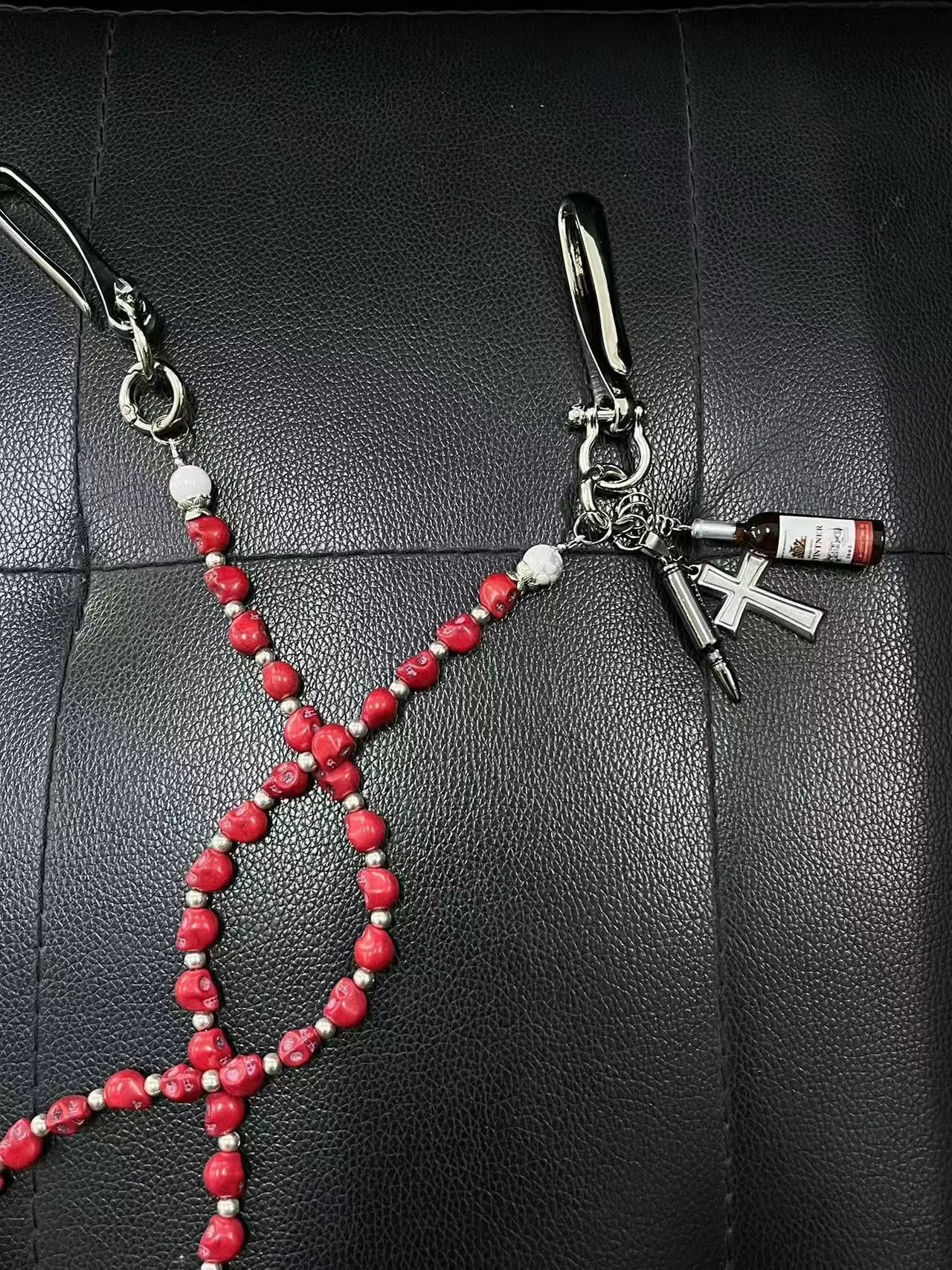 Japanese Brand × Vintage Ainworth Cross Chain – Red Skull Punk Waist Chain Size ONE SIZE - 7 Thumbnail