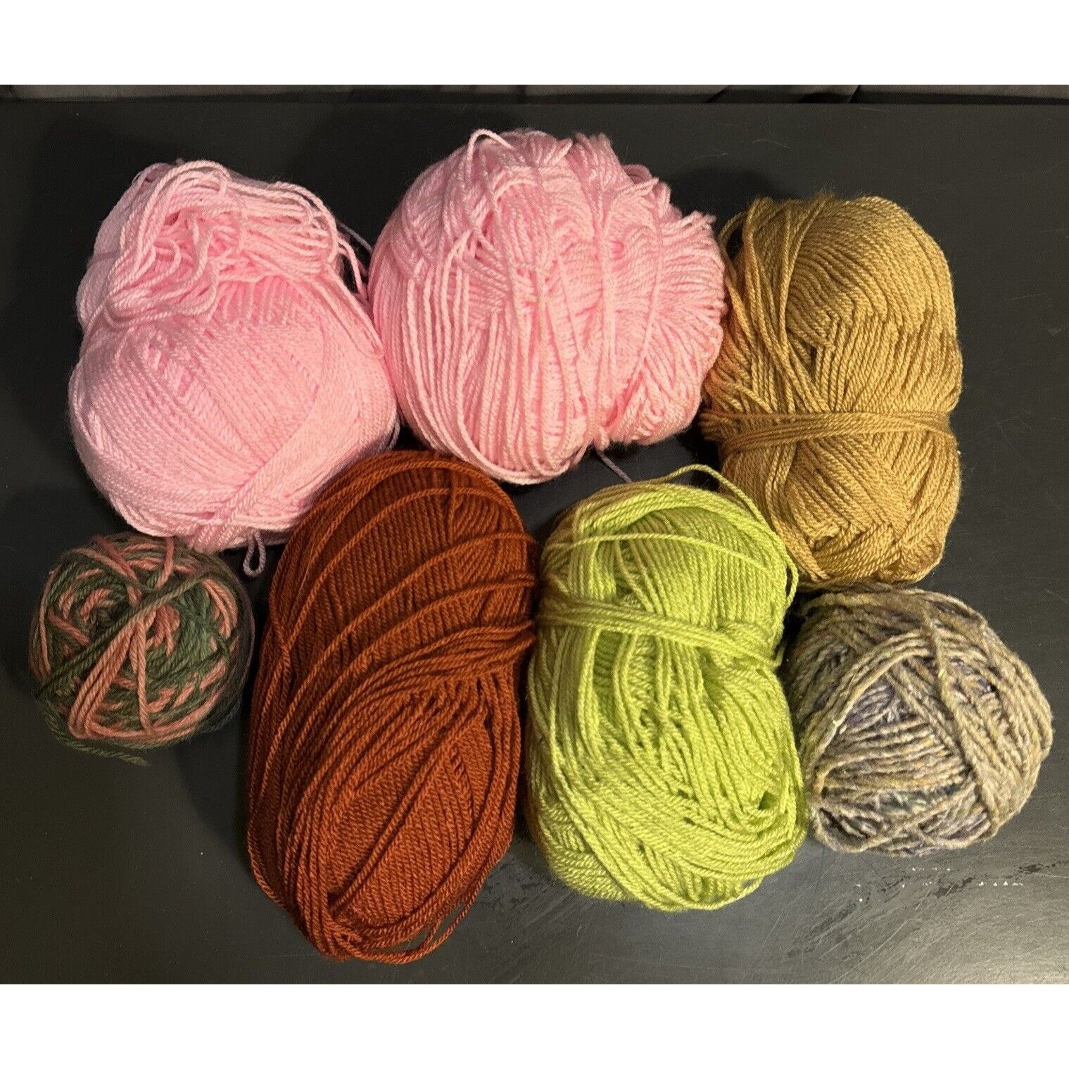 Vintage Mixed Lot of Yarn Balls Pink Green Beige Gold Assorted Textu Size ONE SIZE - 1 Thumbnail