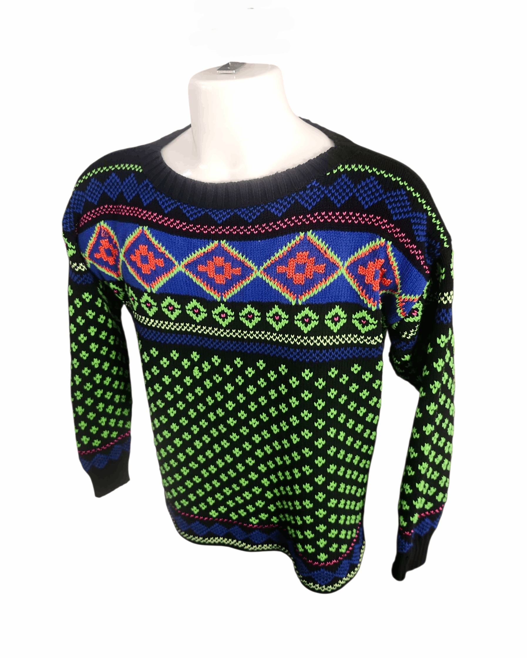 Ralph Lauren Ralph Lauren Vtg Neon Knit Crewneck Sweater 90s Navajo Size L / US 10 / IT 46 - 2 Thumbnail