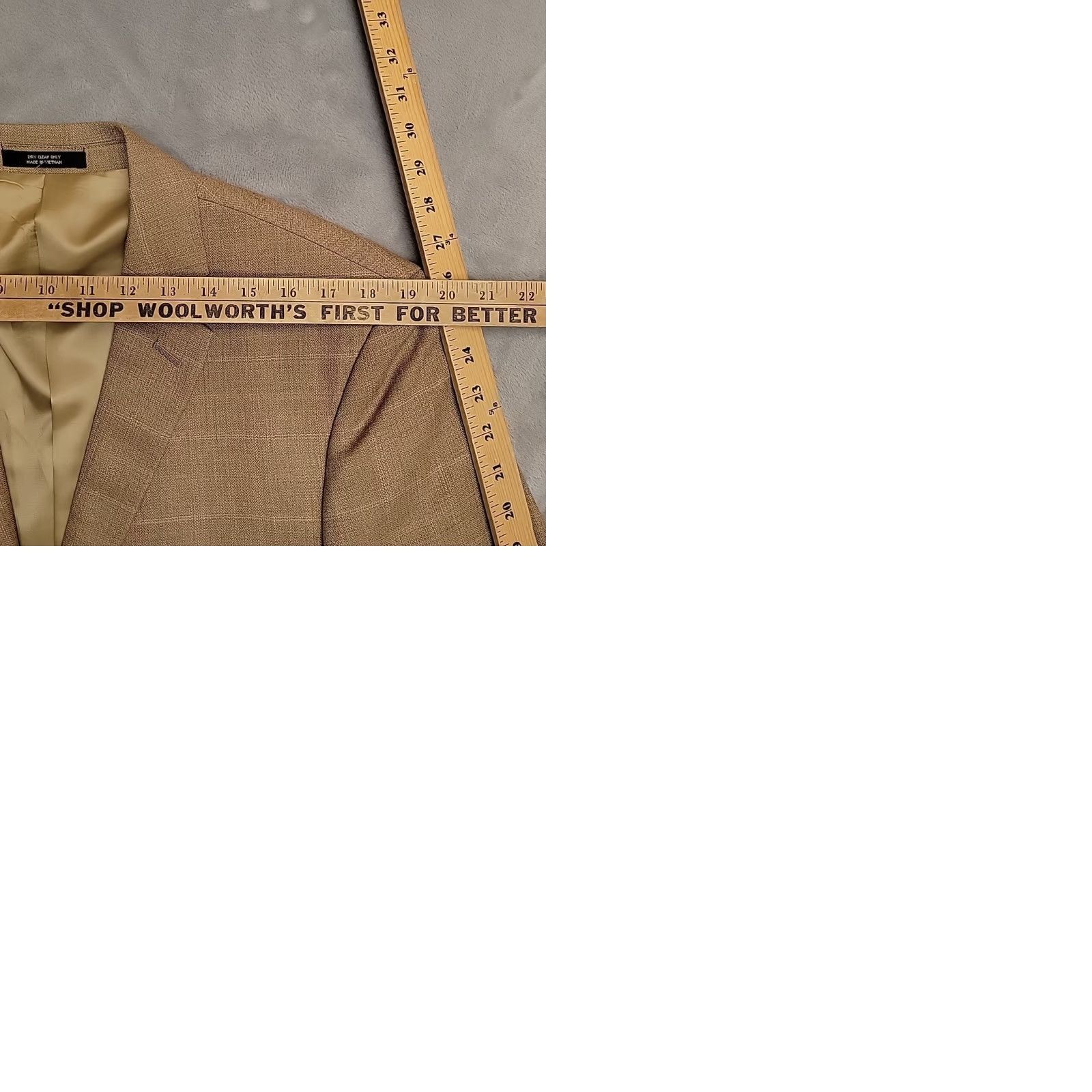 Vintage VTG Warren Sewell Blazer Mens 42L Beige Brown 100% Wool Plaid Regent Suit Coat Jacket Two-Button Notch Lapel Single-Vented Dry Clean Only Mens Size 42R - 10 Thumbnail