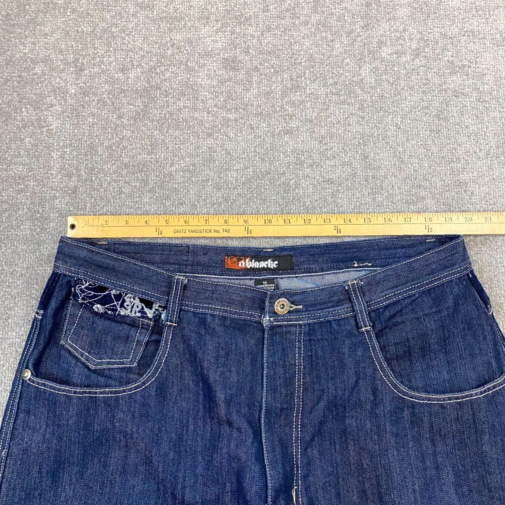 Vintage VINTAGE Ablanche Jeans Men 42x24 Blue Dark Wash Hemmed Denim Pants Skater Baggy Wide Y2K Size US 42 / EU 58 - 5 Thumbnail