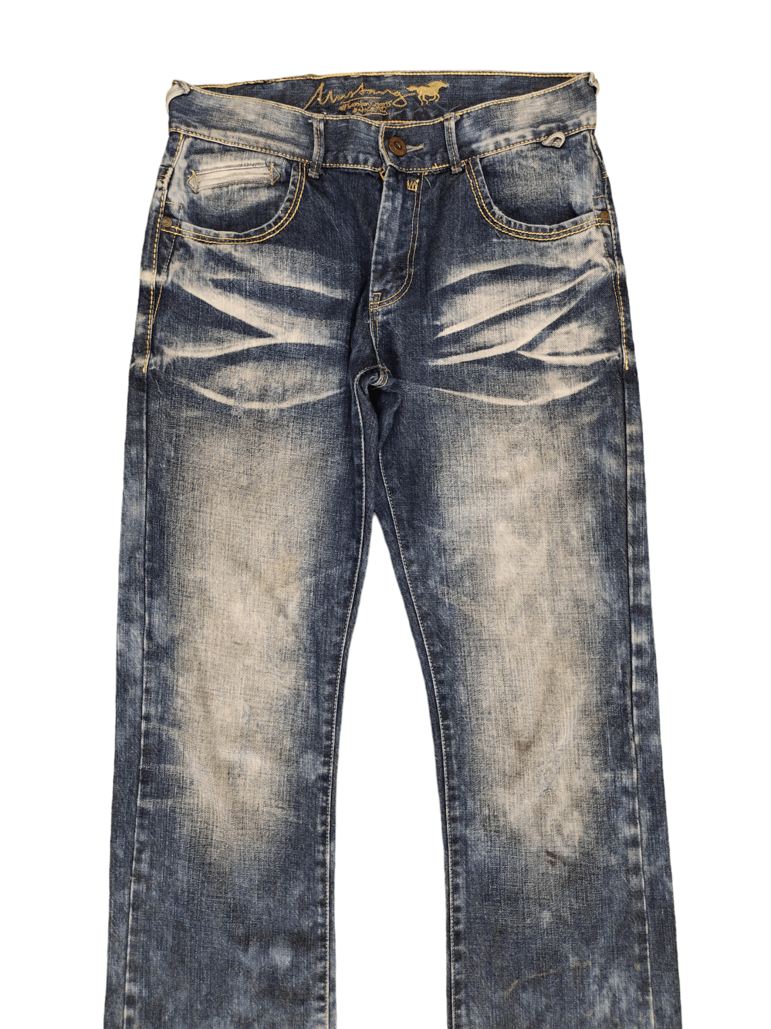 GOSTAR DE FUGA Vintage Y2k Mustang Clawmark Faded Denim Pants Size US 31 - 2 Thumbnail