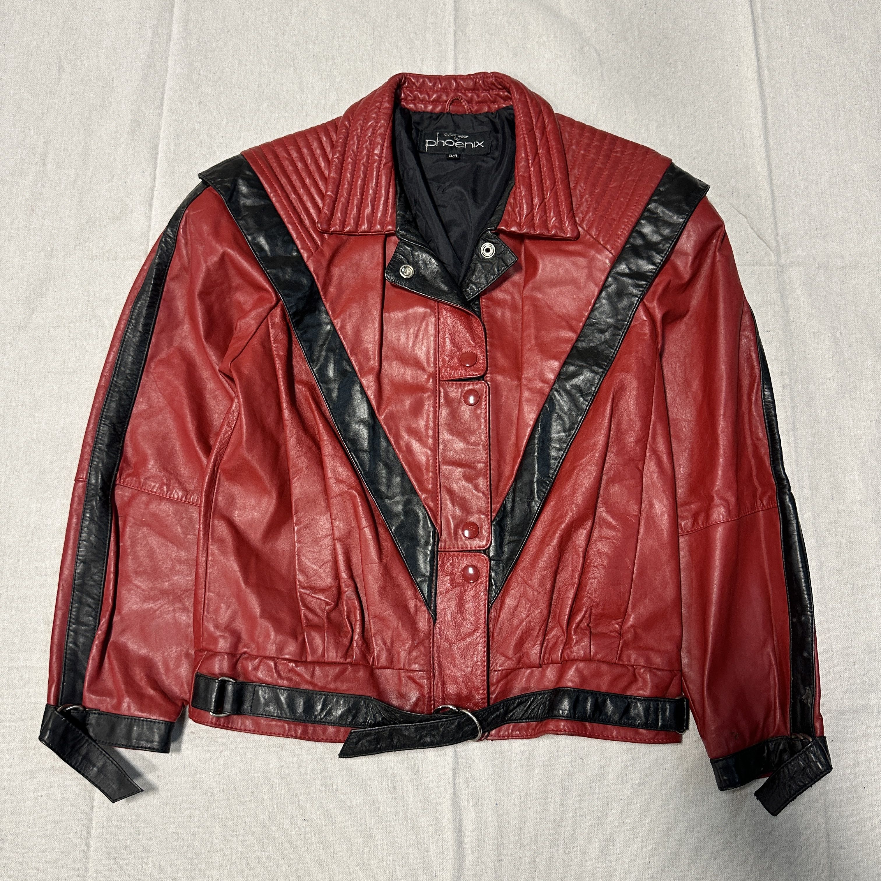 Other Vintage Michael Jackson Thriller Phoenix Red and Black Leather Jacket Size 3/4 Size US S / EU 44-46 / 1 - 1 Thumbnail