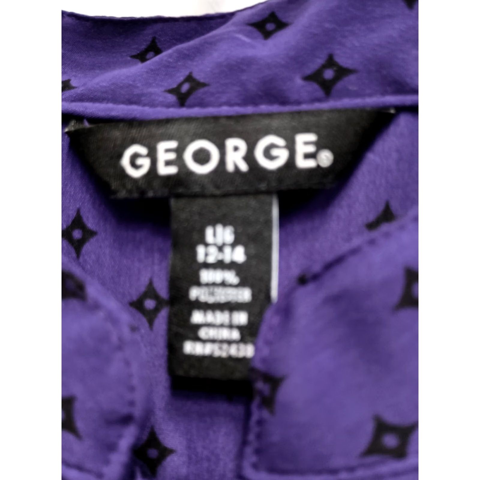 George VINTAGE George Blouse Womens Large Purple Printed Ruffle 90s Preppy Office Gothic Purple Blouse Womens L 90s City Romantic Whimsygoth Size L / US 10 / IT 46 - 4 Thumbnail