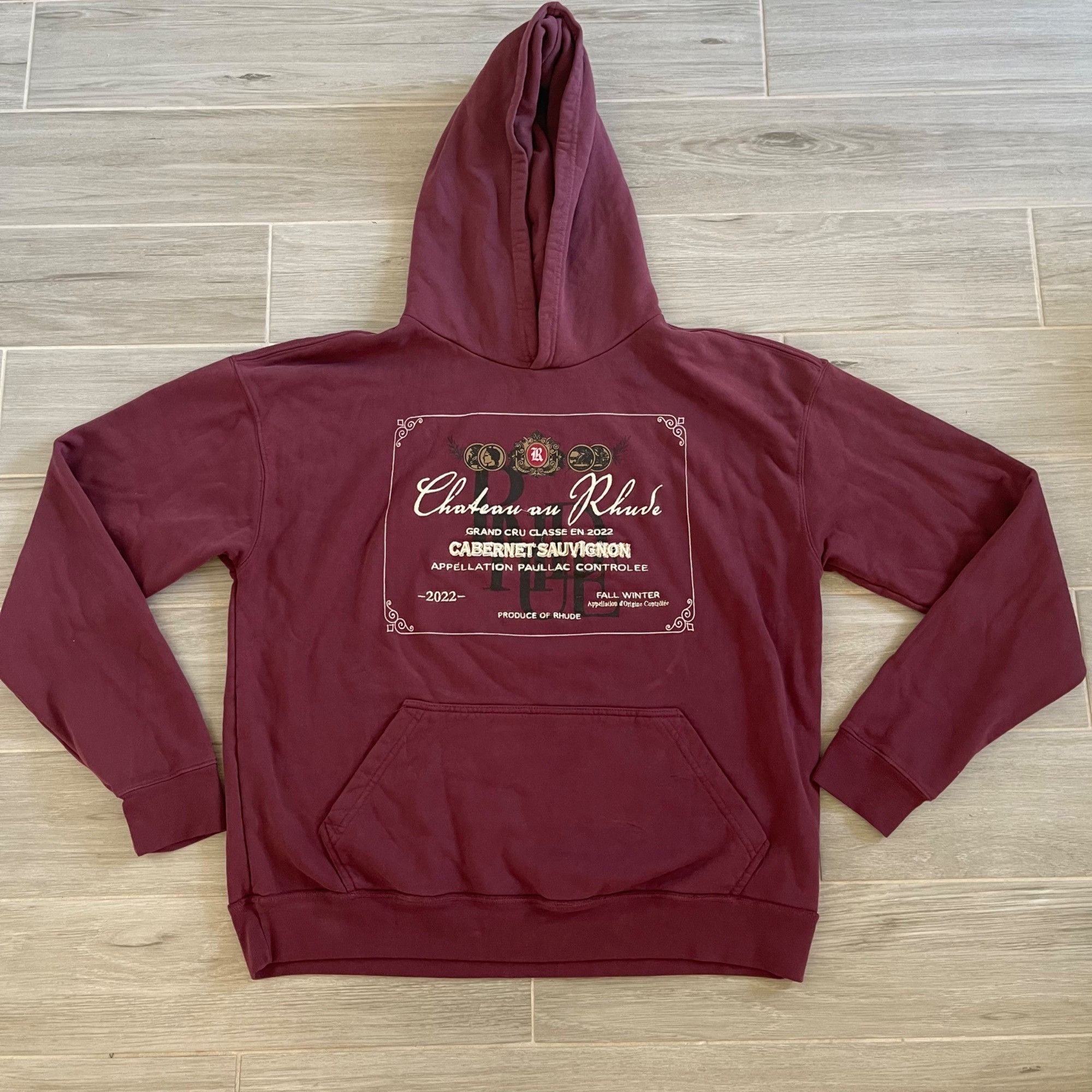 Rhude New RHUDE CHATEAU DE BURGUNDY HOODIE SZ XL Size US XL / EU 56 / 4 - 1 Thumbnail