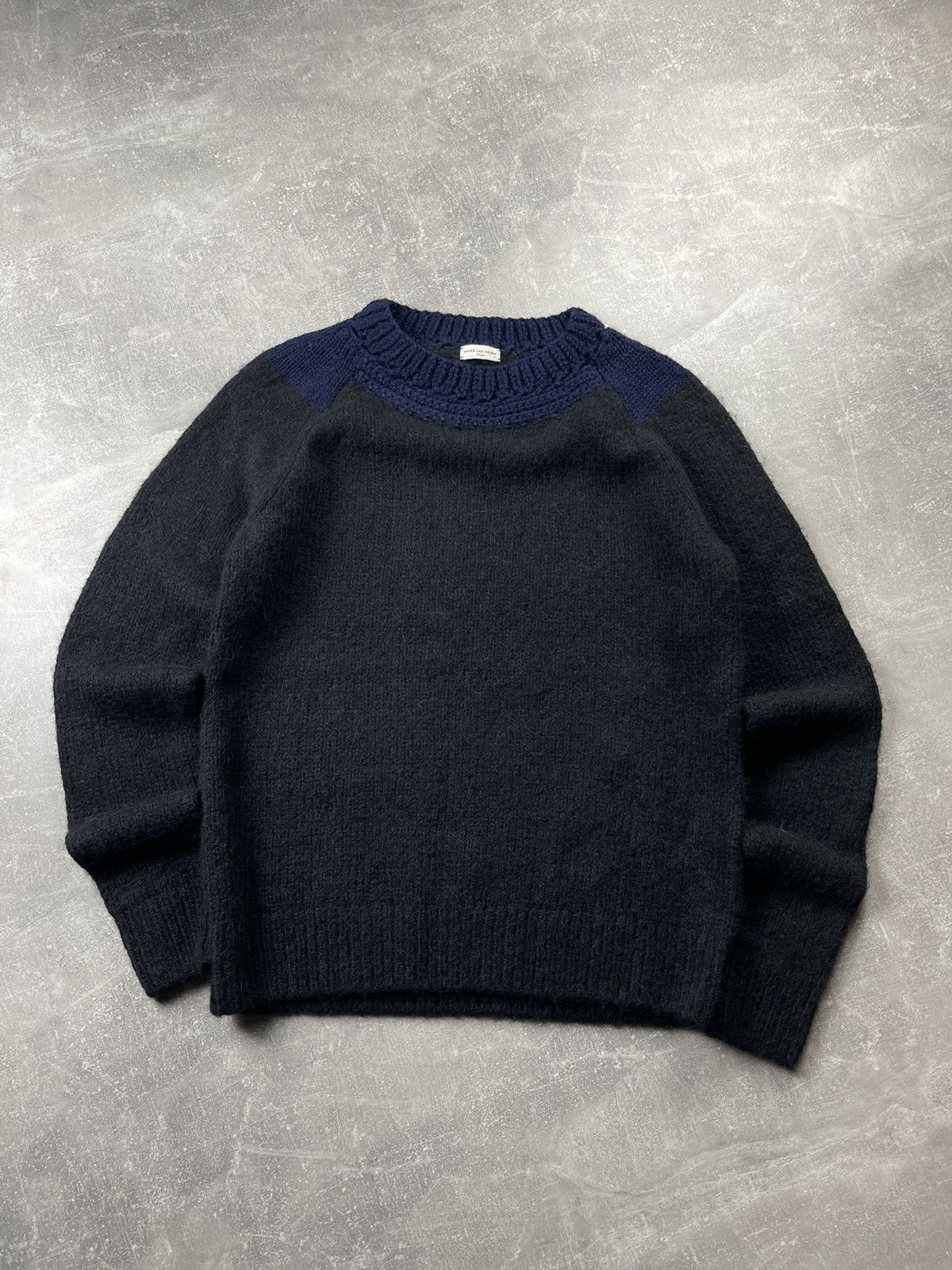 Dries Van Noten Dries Van Noten Alpaca Wool Knit Sweater Black Navy Size US L / EU 52-54 / 3 - 3 Thumbnail