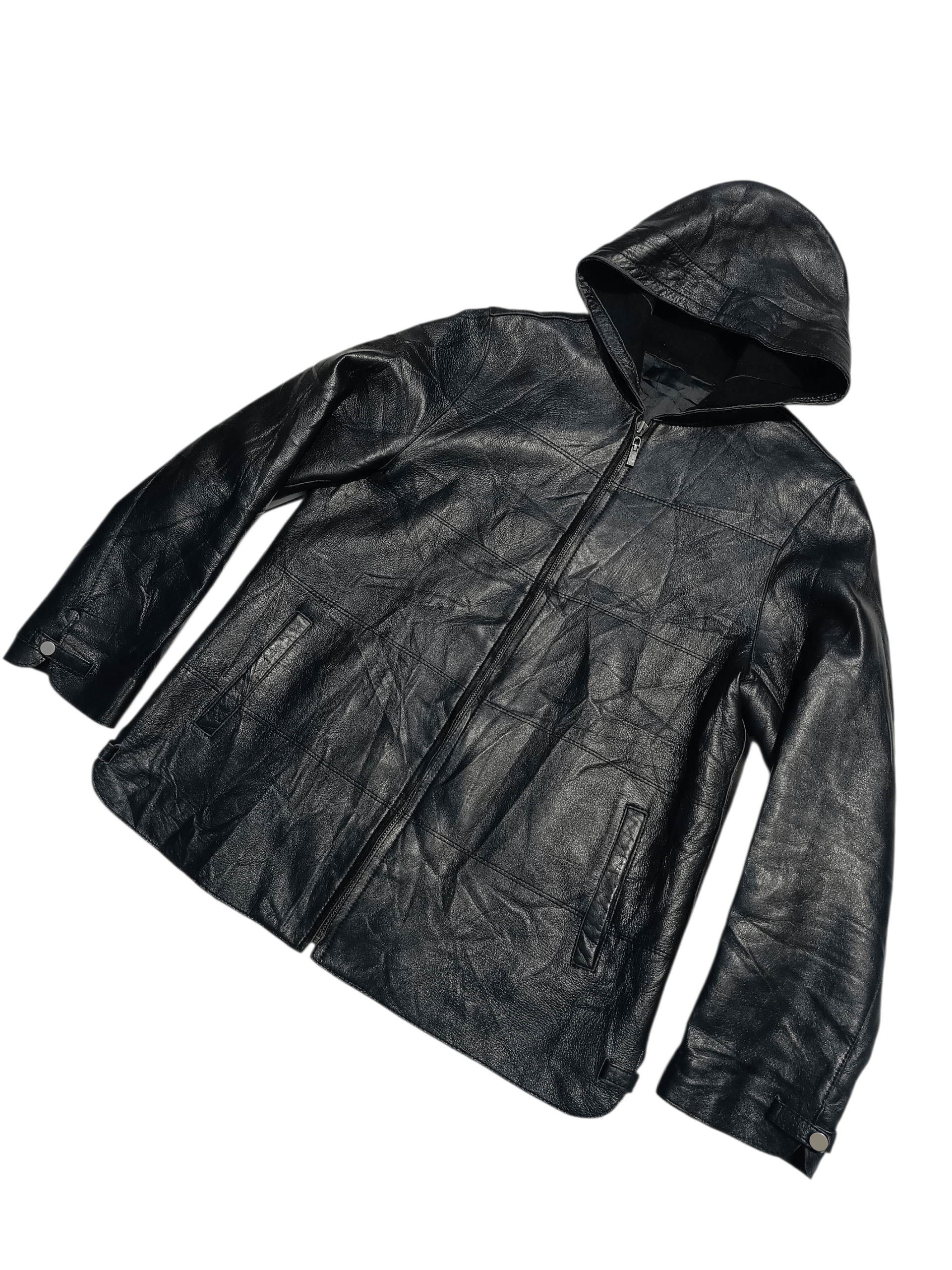 Japanese Brand Gallery Italy Hooded Leather Jacket Size US M / EU 48-50 / 2 - 7 Thumbnail
