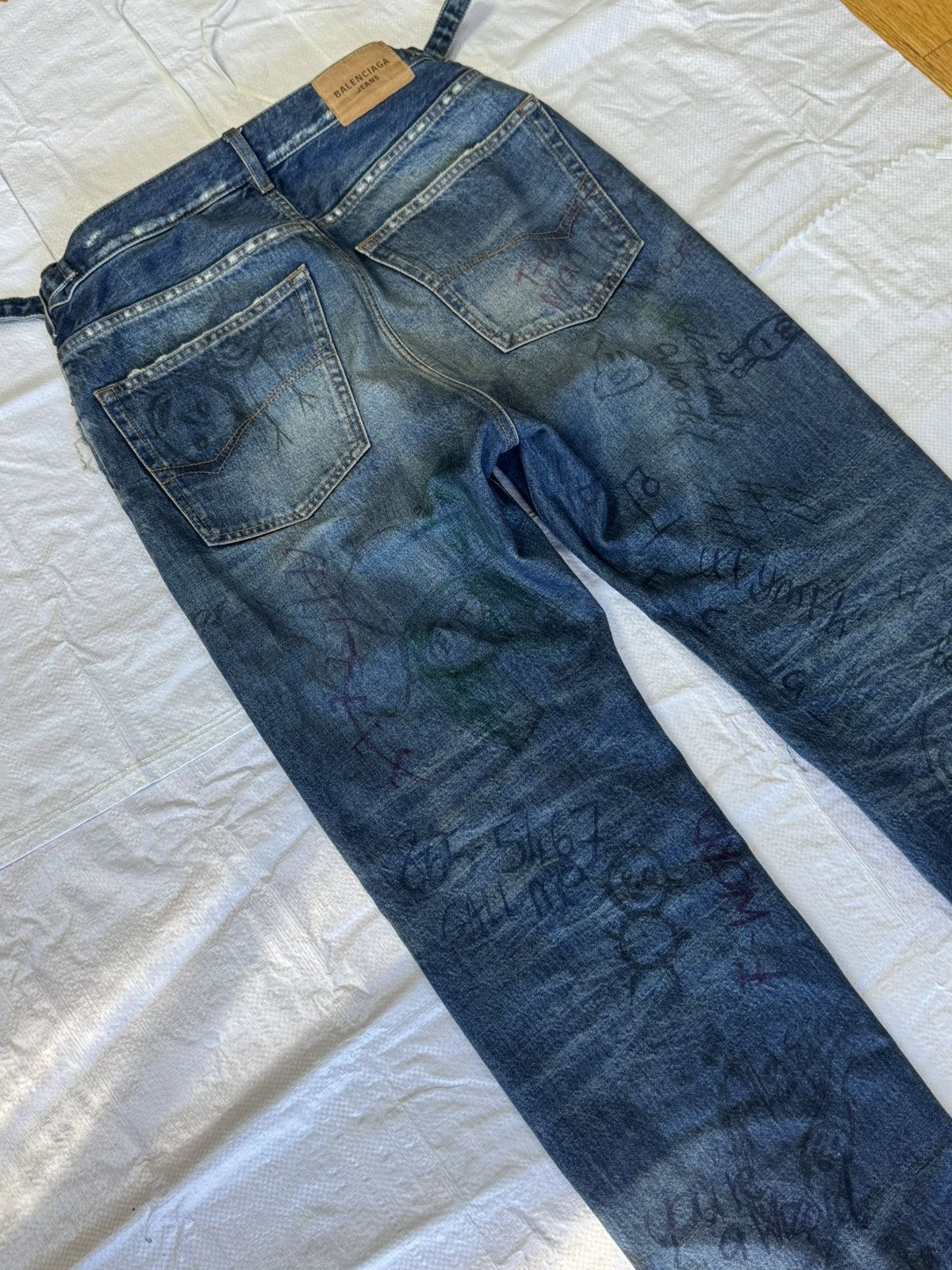 Balenciaga Balenciaga Skribble Denim (Repaired Heel Bite) Size US 30 / EU 46 - 12 Thumbnail