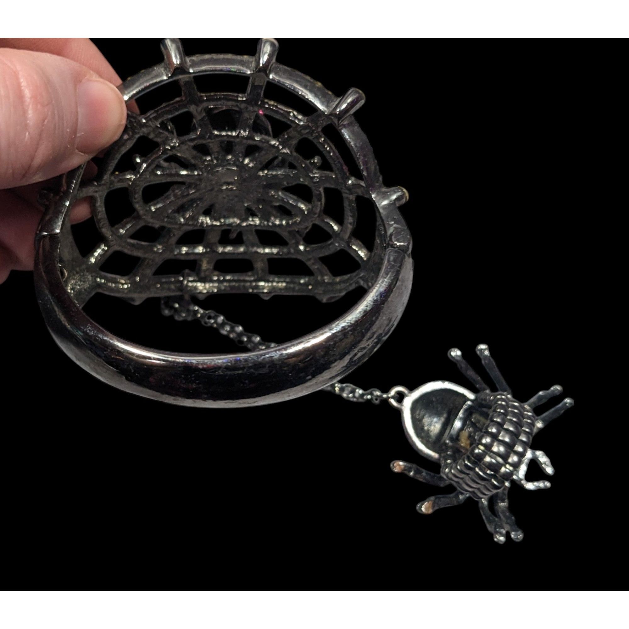 Other Glam Goth Spider Hinge Bracelet Ring Attached With Chain Size ONE SIZE - 5 Thumbnail