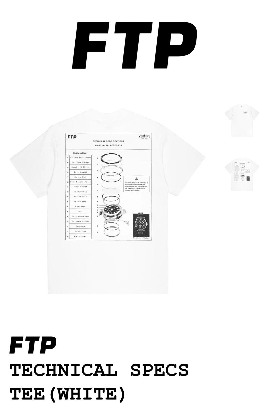 Fuck The Population FTP rolex logo tee white XL Size US XL / EU 56 / 4 - 4 Thumbnail