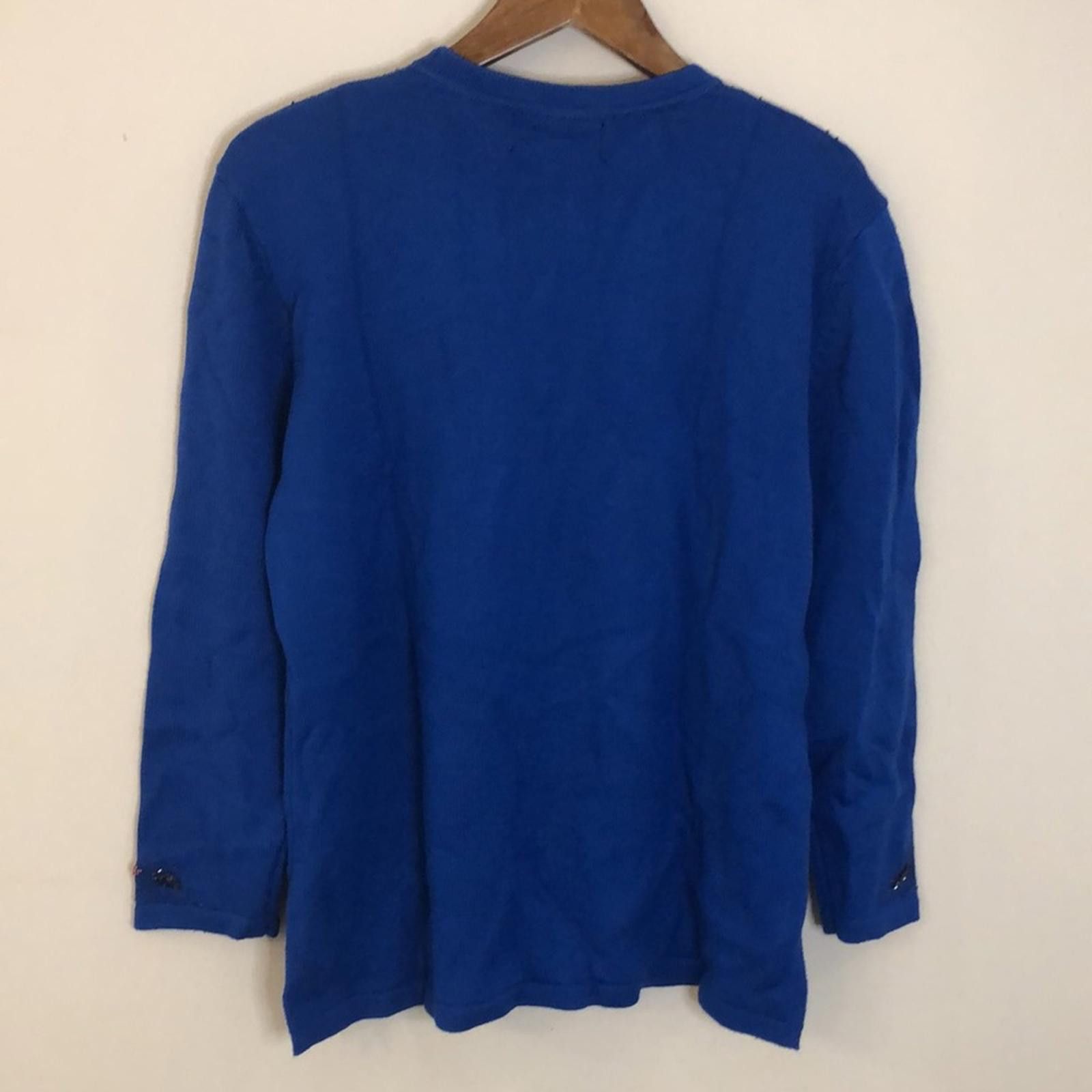 Harley Davidson Harvey vintage wool blend blue sweater sequined & beaded Med Size M / US 6-8 / IT 42-44 - 3 Thumbnail
