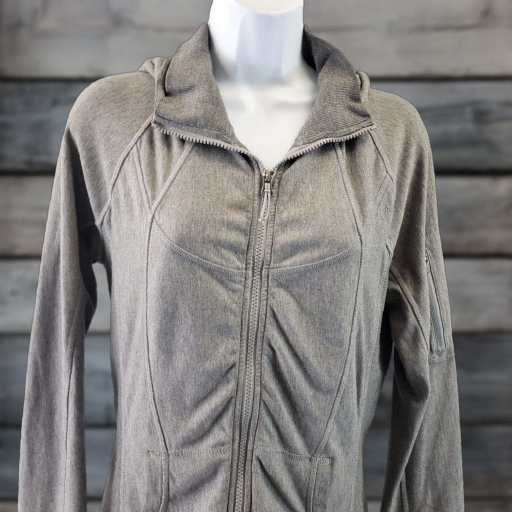 Athleta Athleta Womens Jacket Slim Slub Strength Full Zip Hooded Gray Small Size S / US 4 / IT 40 - 1 Thumbnail