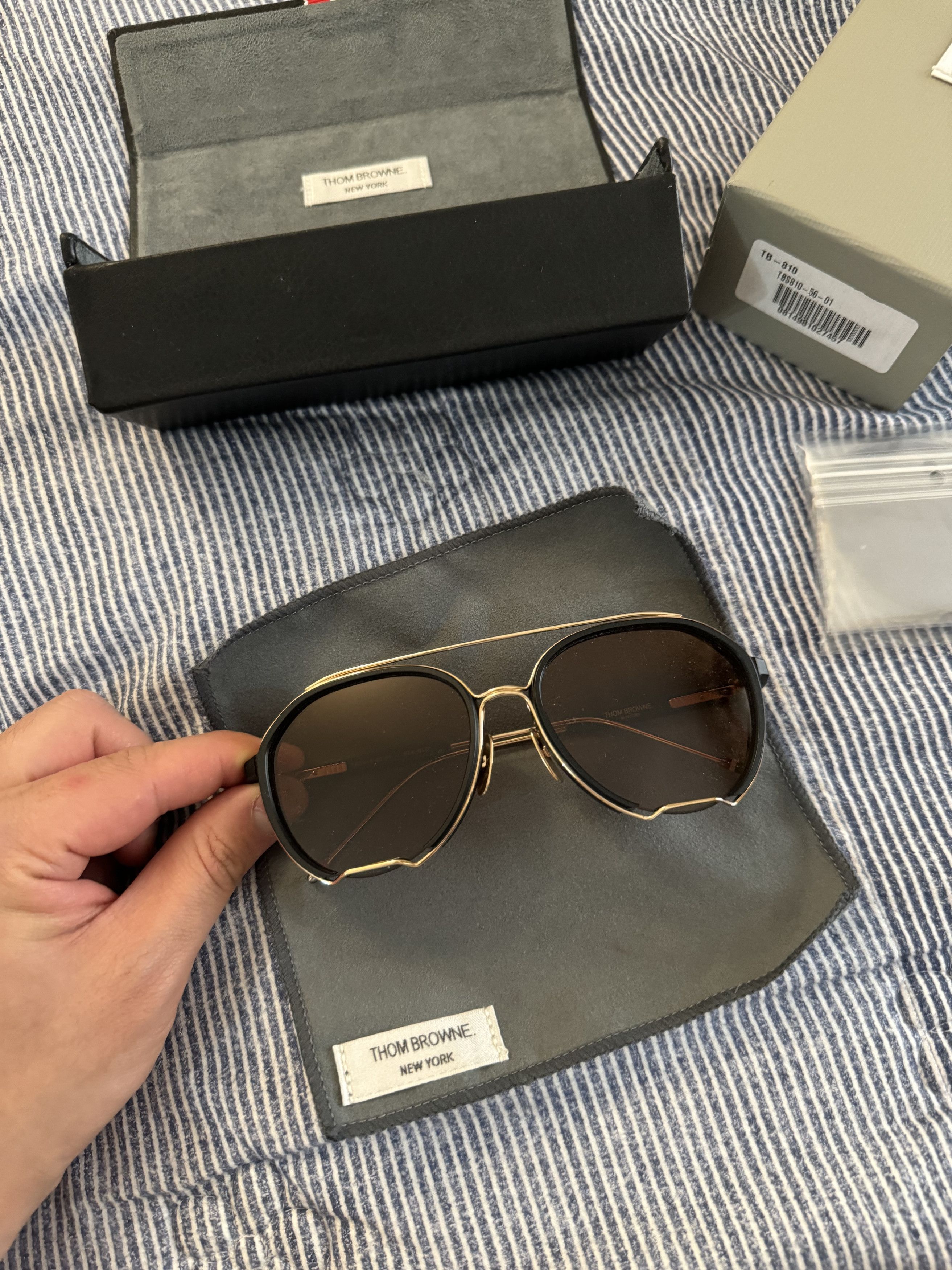 Thom Browne Black/Gold Aviator Sunglasses Size ONE SIZE - 3 Thumbnail