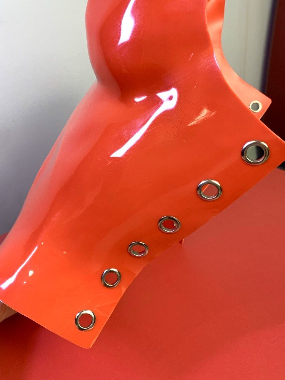 Other Red Corset Avant-Garde | Latex Vinil Look | Designer XS–M Size ONE SIZE - 5 Thumbnail