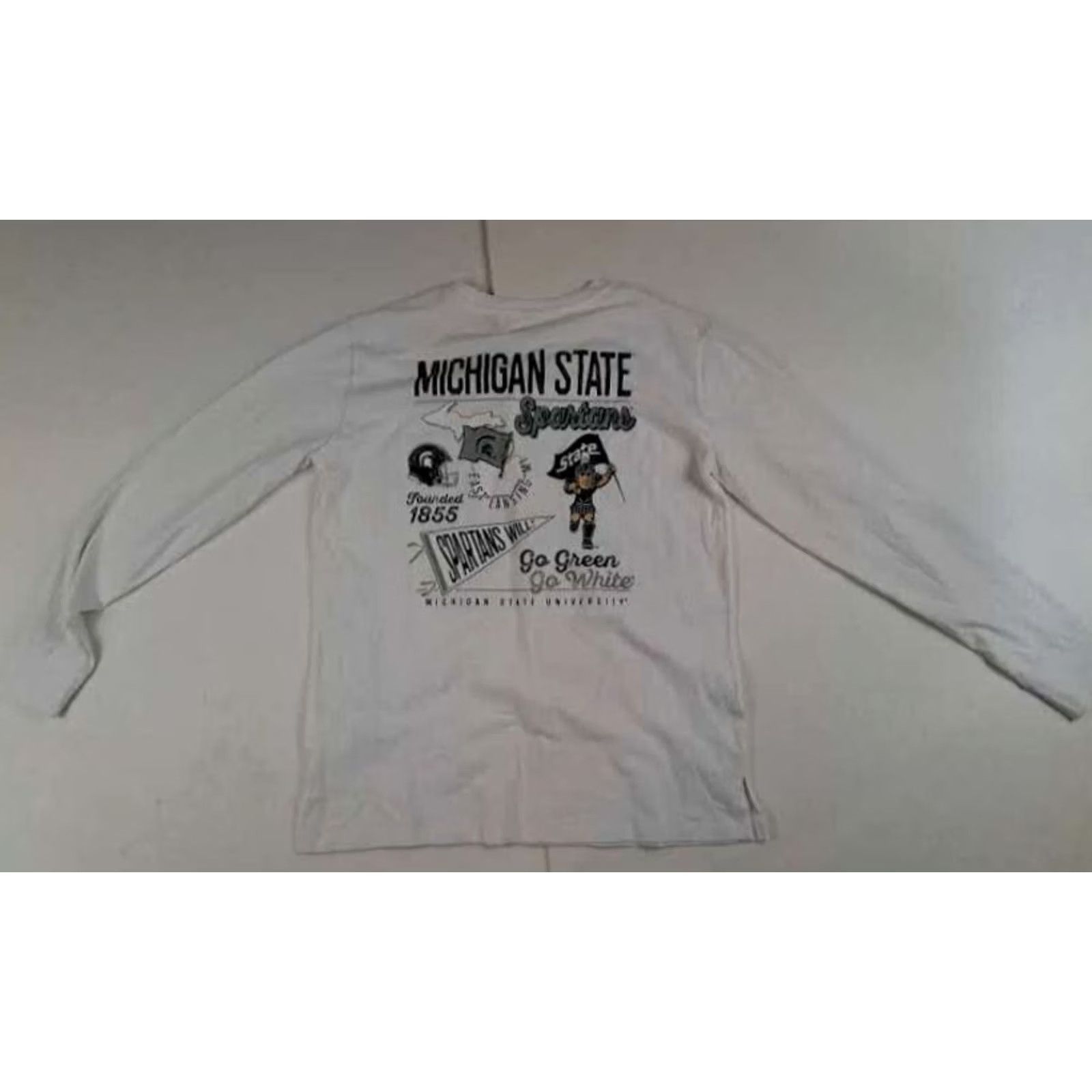 Vintage Captivating Michigan State Spartans T-Shirt Long Sleeve White L Adults Unisex College MSU Captivating Shirt Mens Womens Size US L / EU 52-54 / 3 - 7 Thumbnail