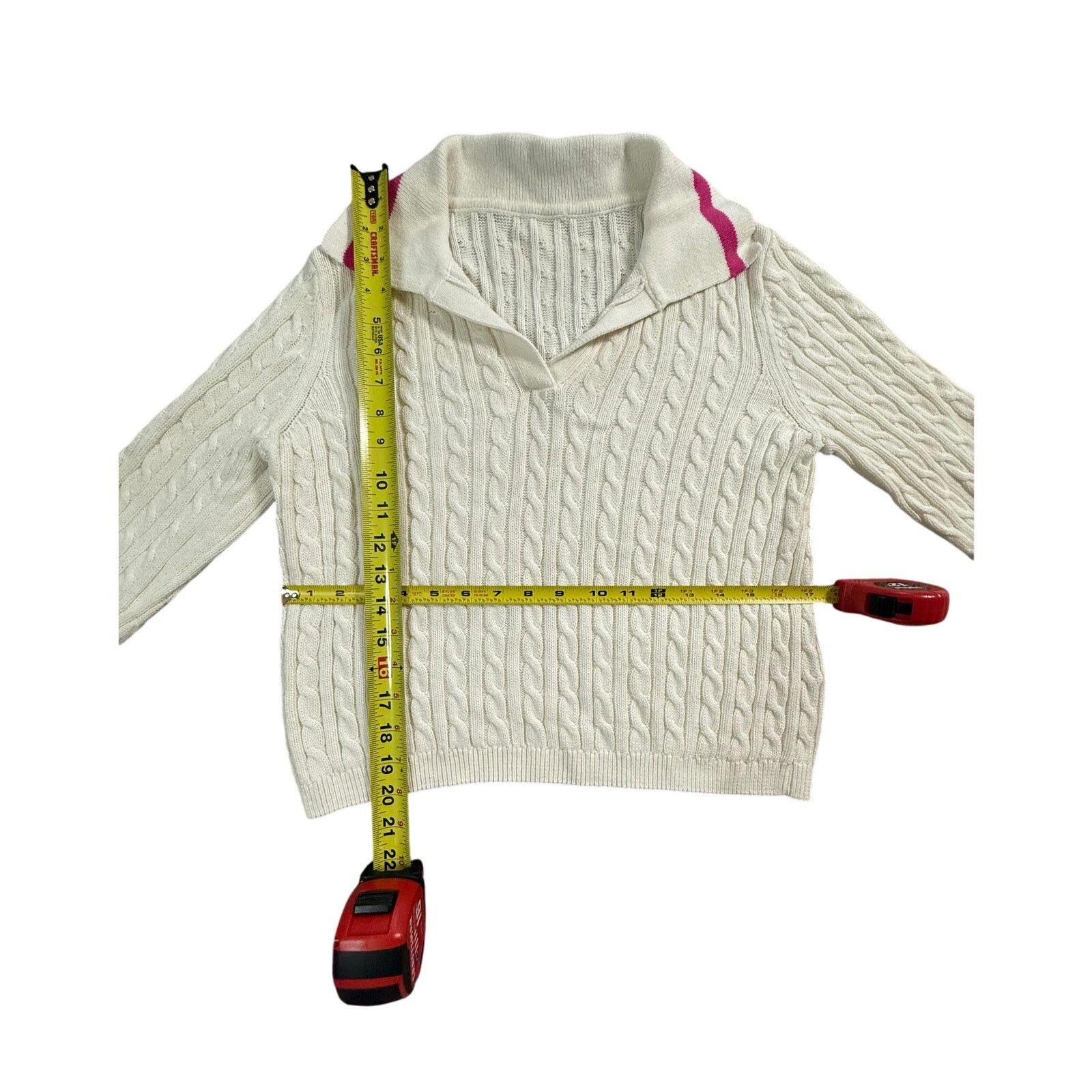 Nicole Miller Nicole Miller Cable Knit Collared Pullover Sweater Size S / US 4 / IT 40 - 5 Thumbnail