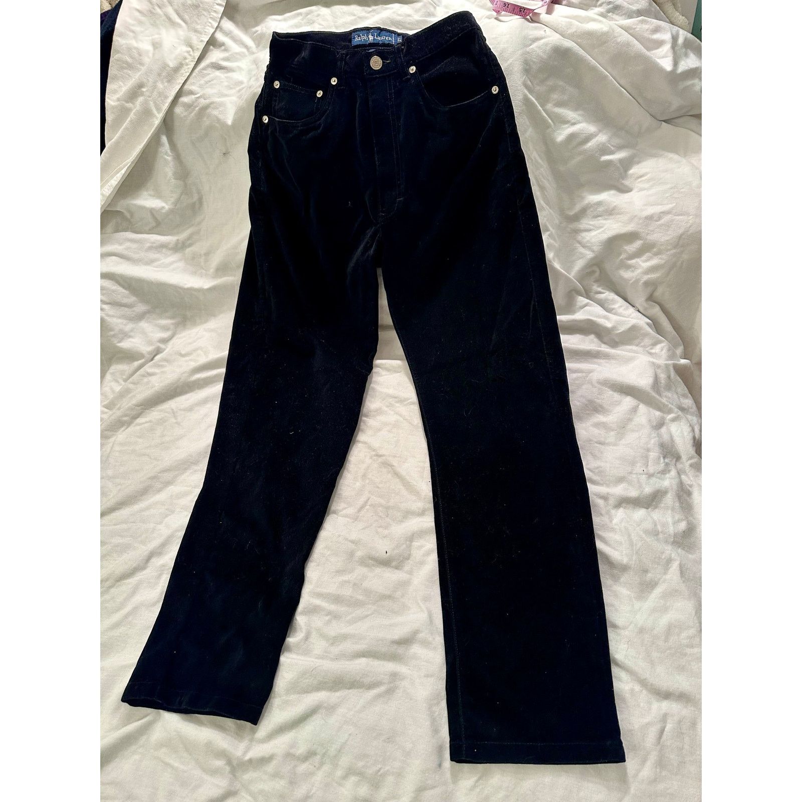 Ralph Lauren 80'S RALPH LAUREN BLACK COTTON VELVET HIGH WAISTED JEANS 27 Size 27" / US 4 / IT 40 - 3 Thumbnail