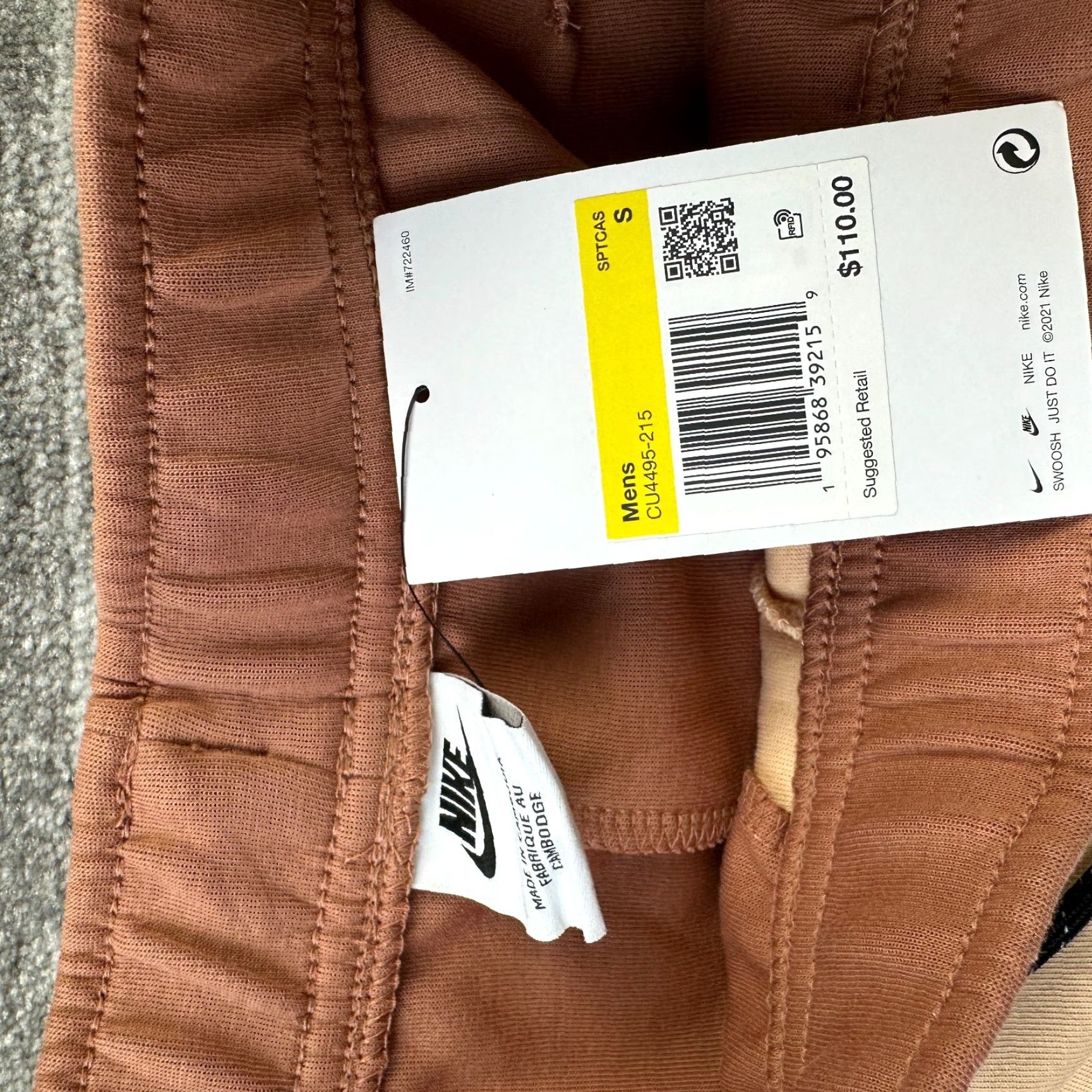 Nike Nike Tech Fleece Pants Mens Small Slim Tapered Inseam 27in Brown Cotton Blend Jogger Activewear Casual Size US 29 - 6 Thumbnail