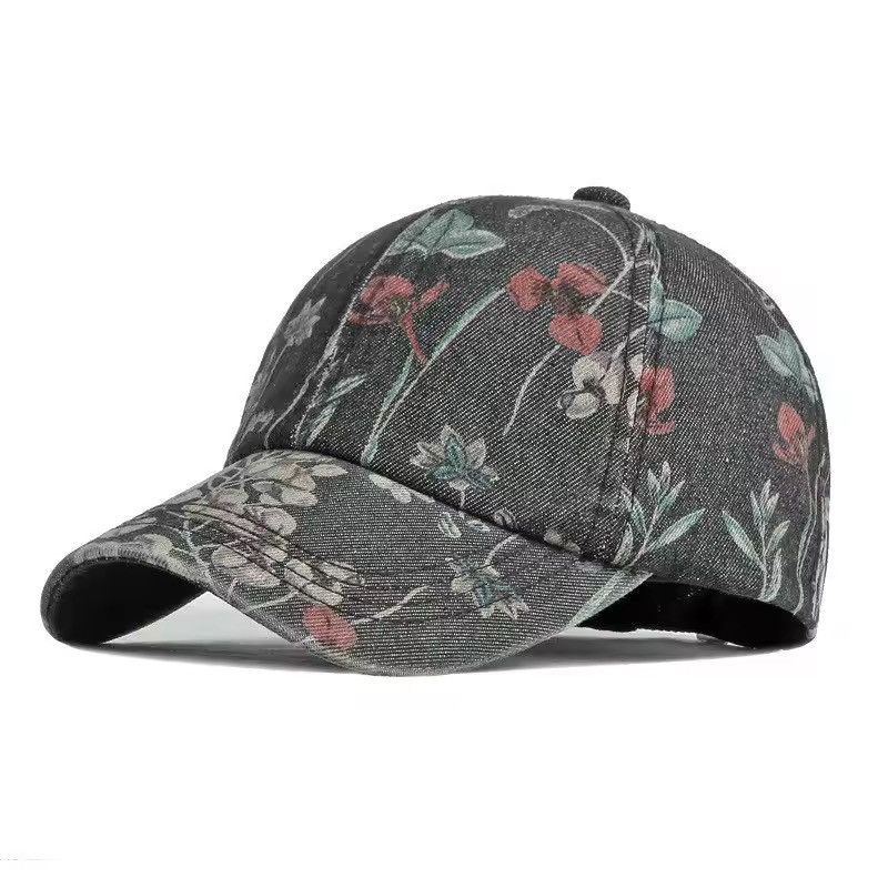 Japanese Brand Gray Floral Baseball Cap Size ONE SIZE - 3 Thumbnail