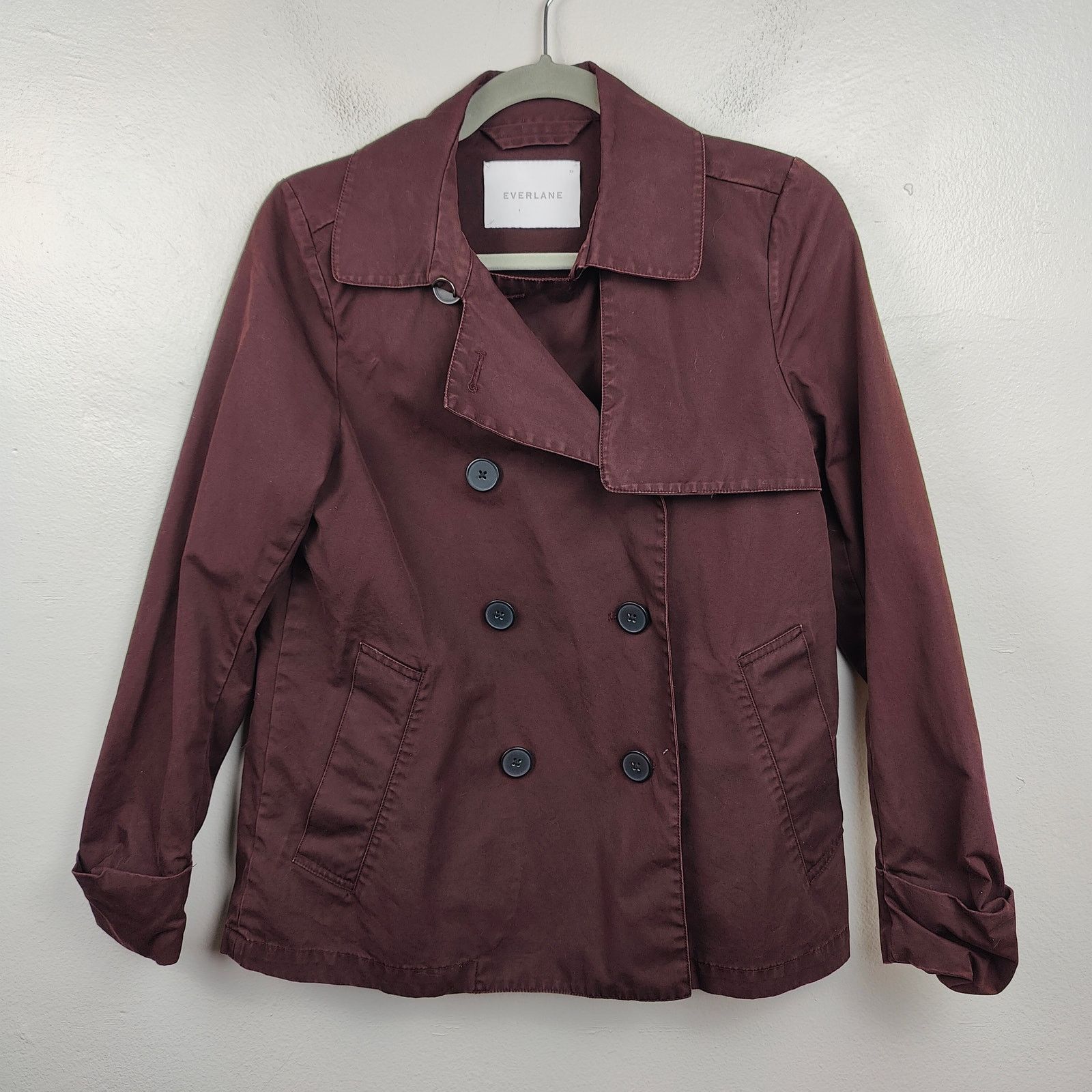 Other Everlane Swing Trench Coat Womens XS Plum Burgundy Cotton Size XS / US 0-2 / IT 36-38 - 1 Thumbnail