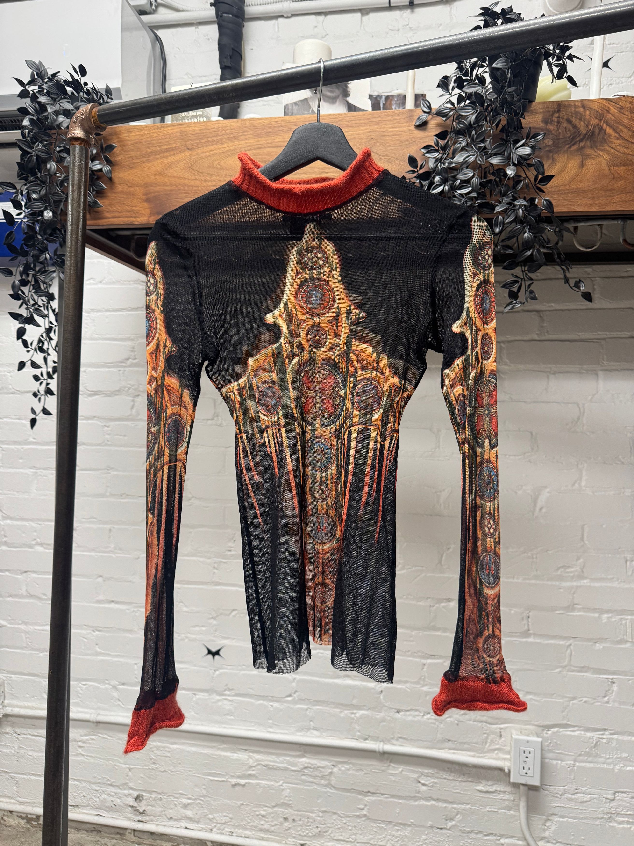Jean Paul Gaultier AW1998 Jean Paul Gaultier ‘Gothic’ Mesh/Wool Long Sleeve Top Size US M / EU 48-50 / 2 - 1 Thumbnail