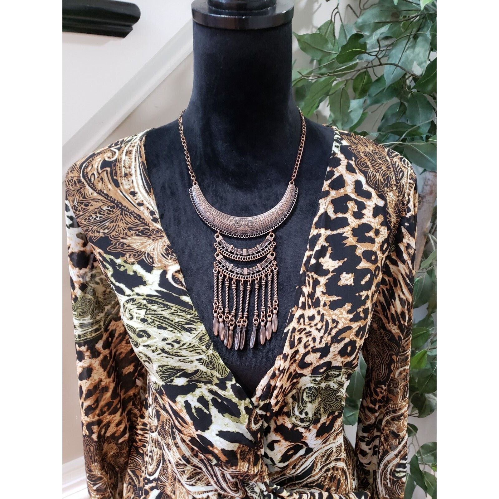 Other Dots Polyester V-Neck Long Sleeve Casual Top Blouse Size L Size L / US 10 / IT 46 - 2 Thumbnail