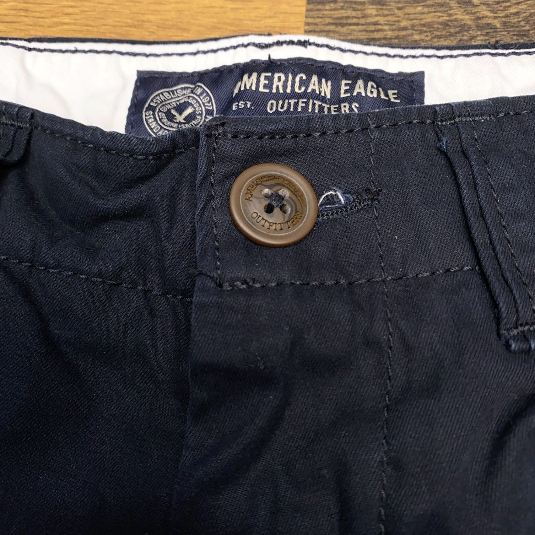 American Eagle Outfitters American Eagle Mens Original Straight Navy 26x28 Flat Front Chino Pants Size US 26 / EU 42 - 3 Thumbnail