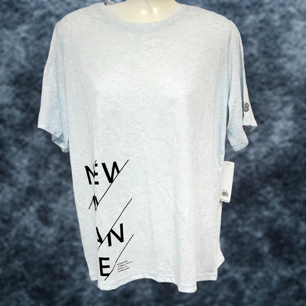 New Balance New Balance Womens Athletic Tee T-Shirt Blue Graphic Heathertech Shirt S Activewear Size S / US 4 / IT 40 - 1 Thumbnail