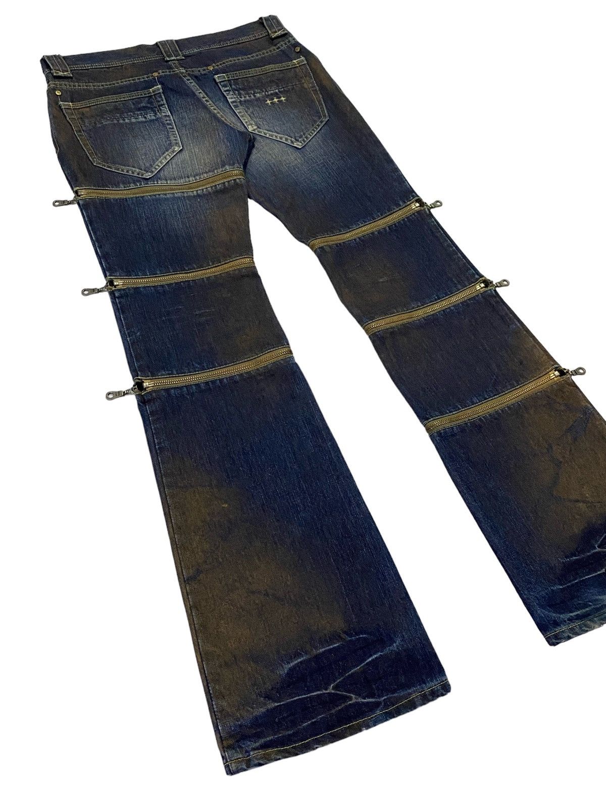Beauty Beast Rare‼️Empire of the Baal Flare Multi-Zip Denim Jeans Size 30" / US 8 / IT 44 - 21 Thumbnail