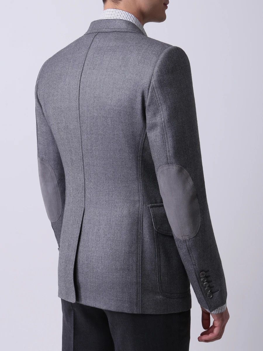 Tom Ford Tom Ford Gray Tailored Jacket with Leather Suede Detailing Size 52R - 3 Thumbnail