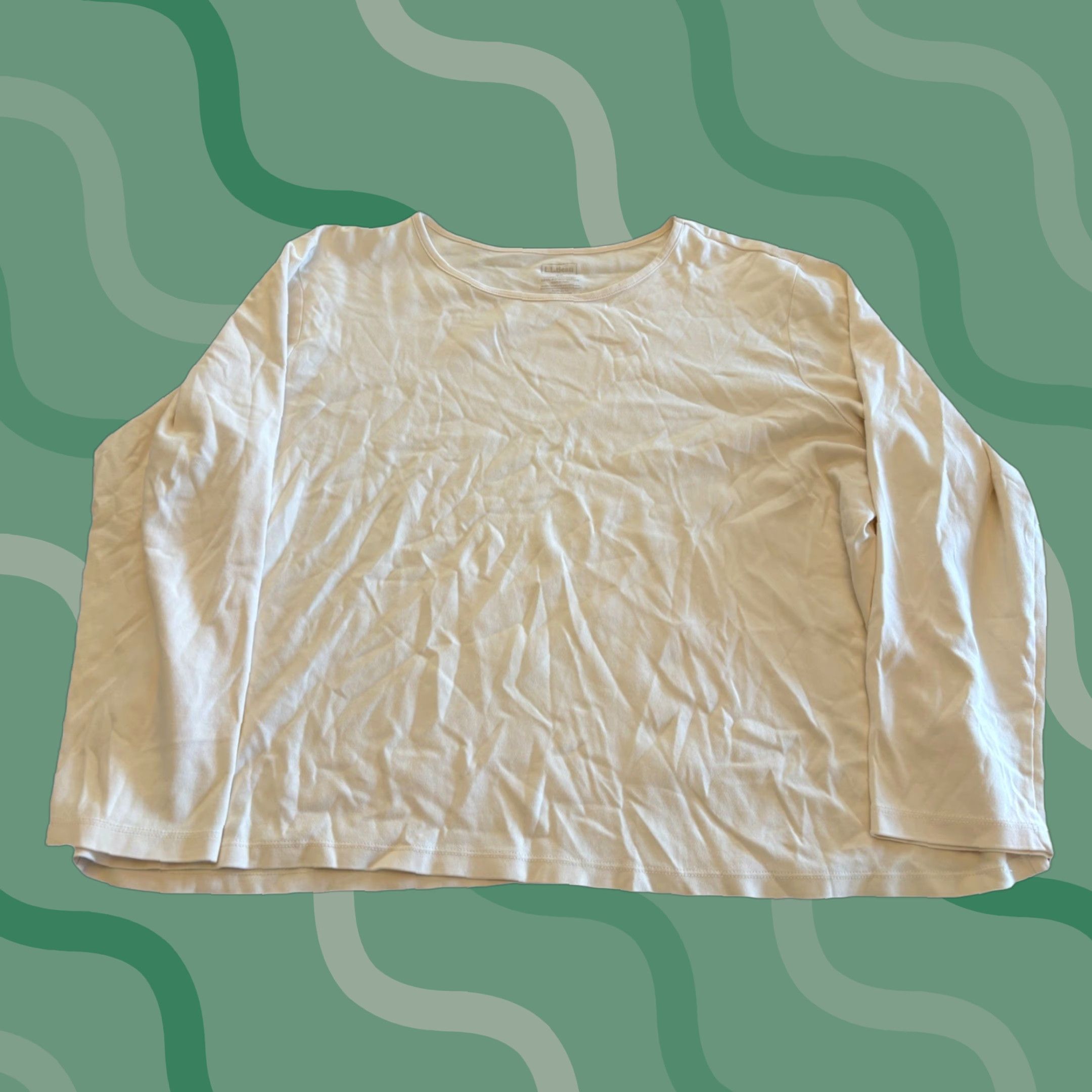 Vintage L.L. Bean Shirt Womens 2X Long Sleeve 100% Supima Cotton Round Neck C5 Beige Regular Modern Classic T-Shirt Mens Womens Boys Girls Size XXL / US 16-18 / IT 52-54 - 1 Thumbnail