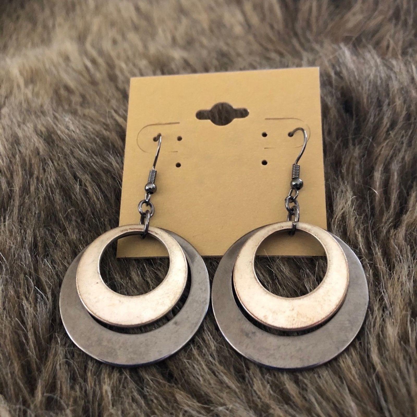 Vintage Vintage chrome and silver tone ring earrings Size ONE SIZE - 2 Thumbnail